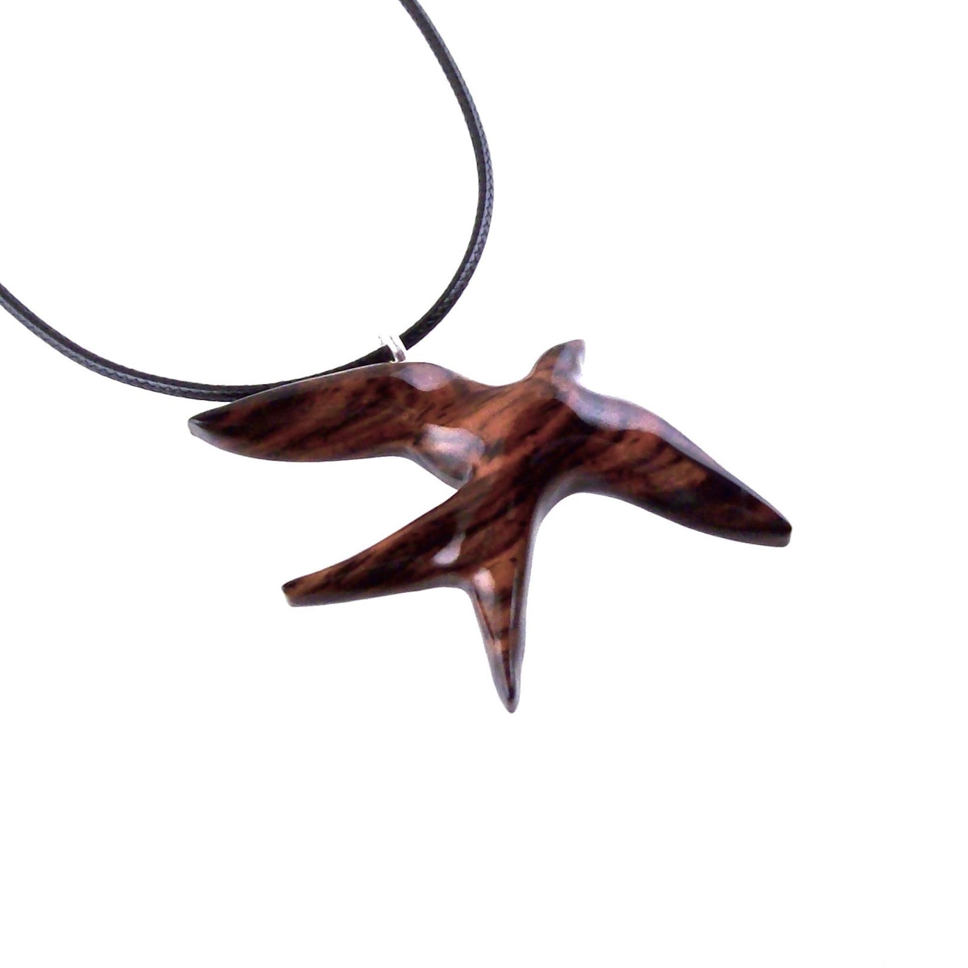Hand Carved Swallow Necklace, Wooden Bird Pendant, Hope and Love Symbol 5th Anniversary Wood Jewelry Gift