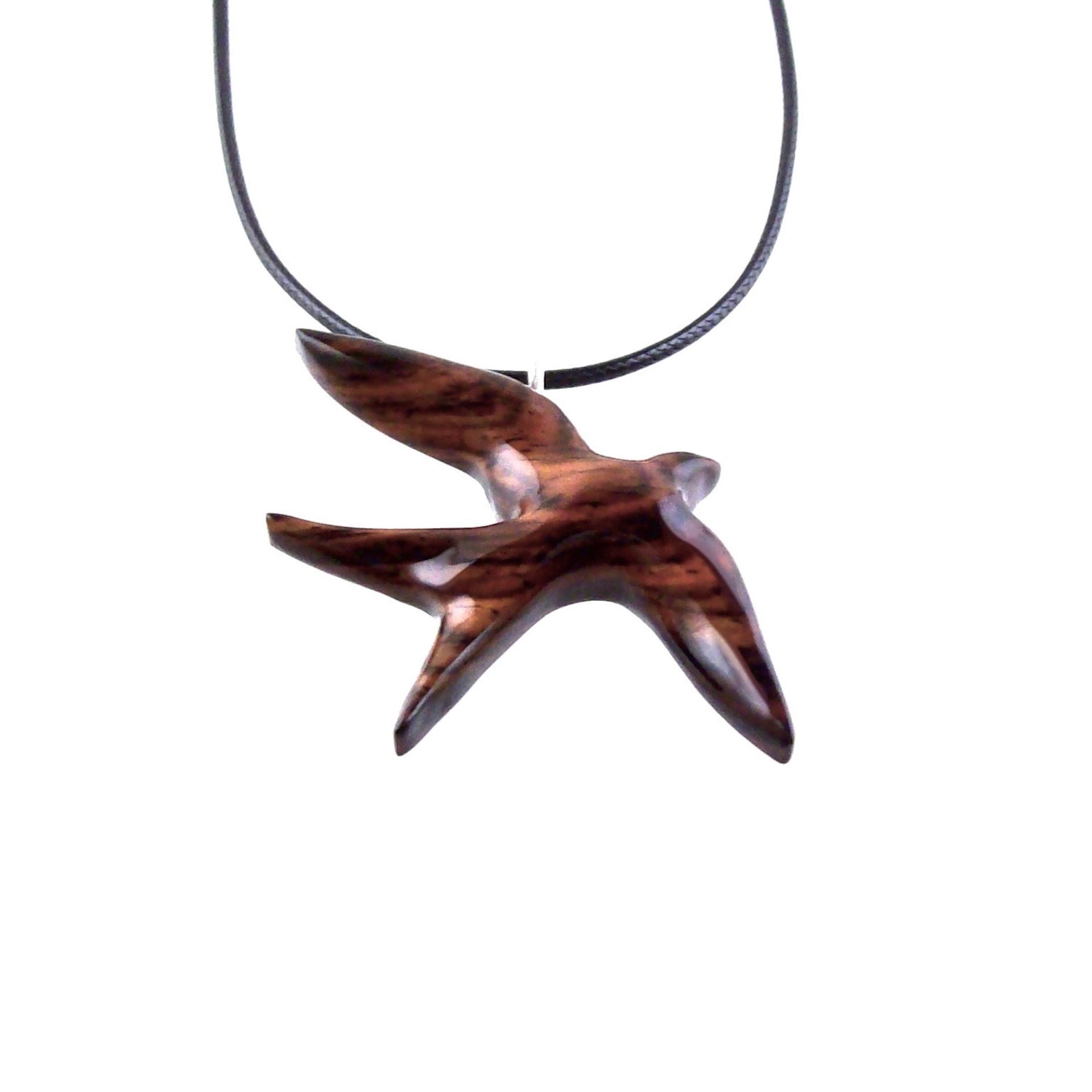 Hand Carved Swallow Necklace, Wooden Bird Pendant, Hope and Love Symbol 5th Anniversary Wood Jewelry Gift