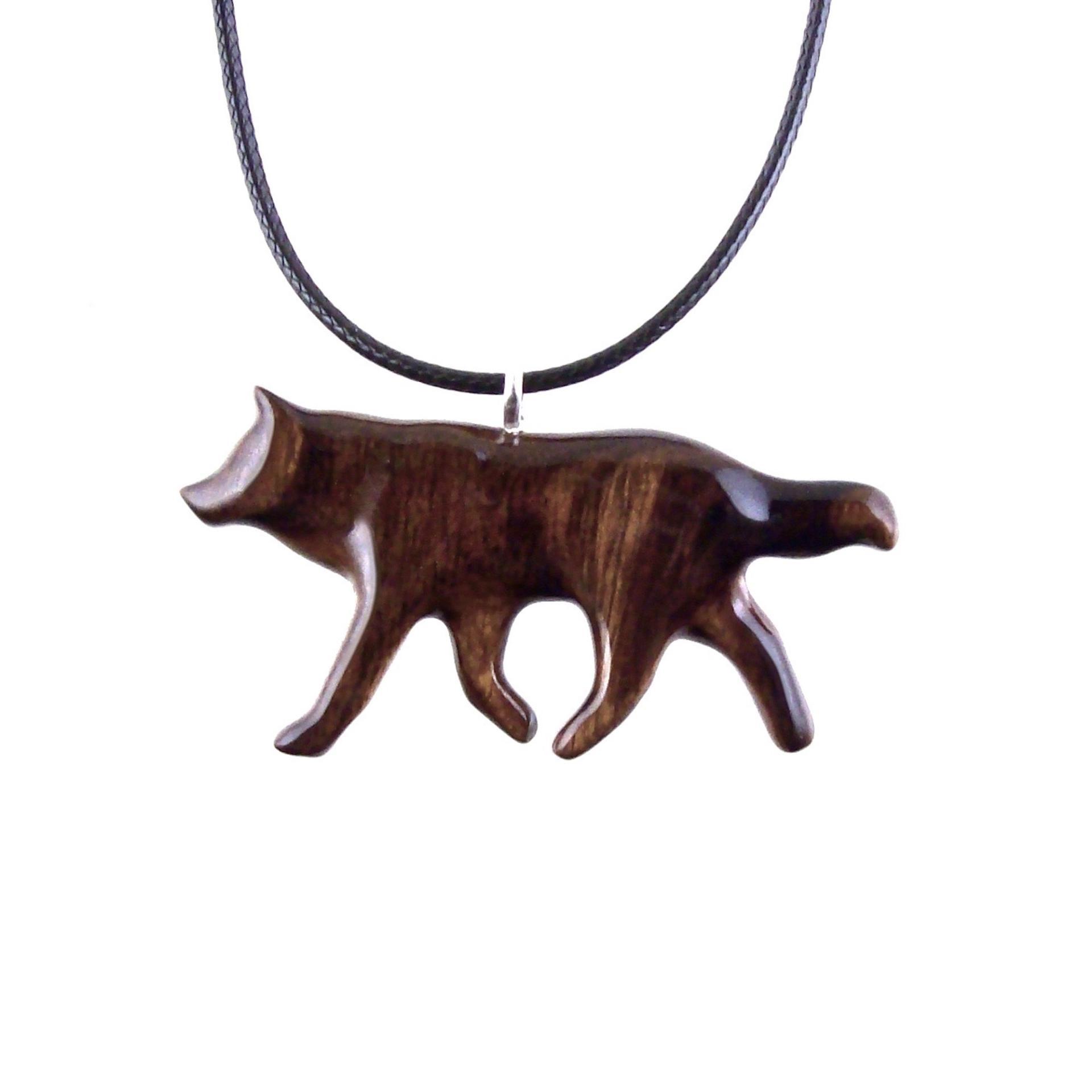 Hand Carved Wooden Wolf Necklace Pendant, Wood Animal TotemJewelry, One-of-a-Kind Handmade Gift