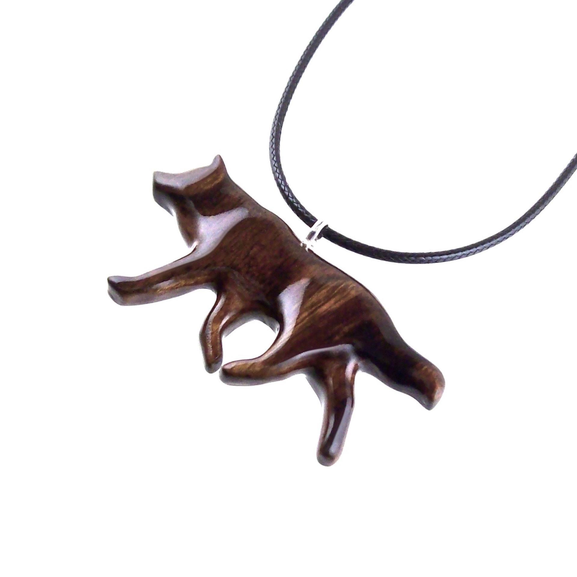 Hand Carved Wooden Wolf Necklace Pendant, Wood Animal TotemJewelry, One-of-a-Kind Handmade Gift