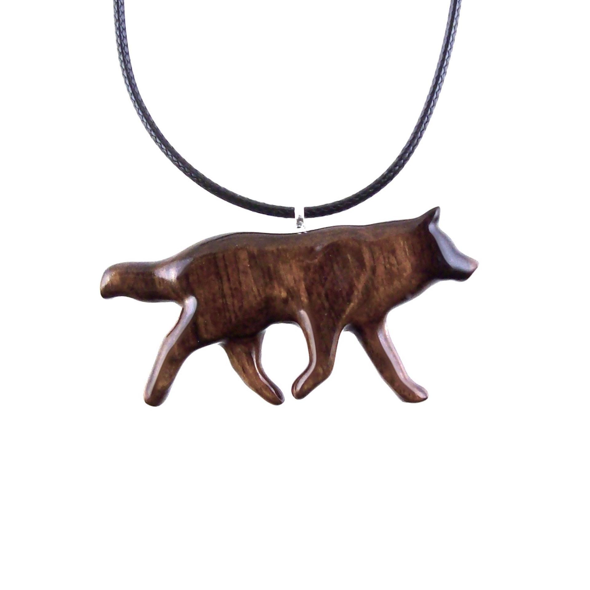 Hand Carved Wooden Wolf Necklace Pendant, Wood Animal TotemJewelry, One-of-a-Kind Handmade Gift