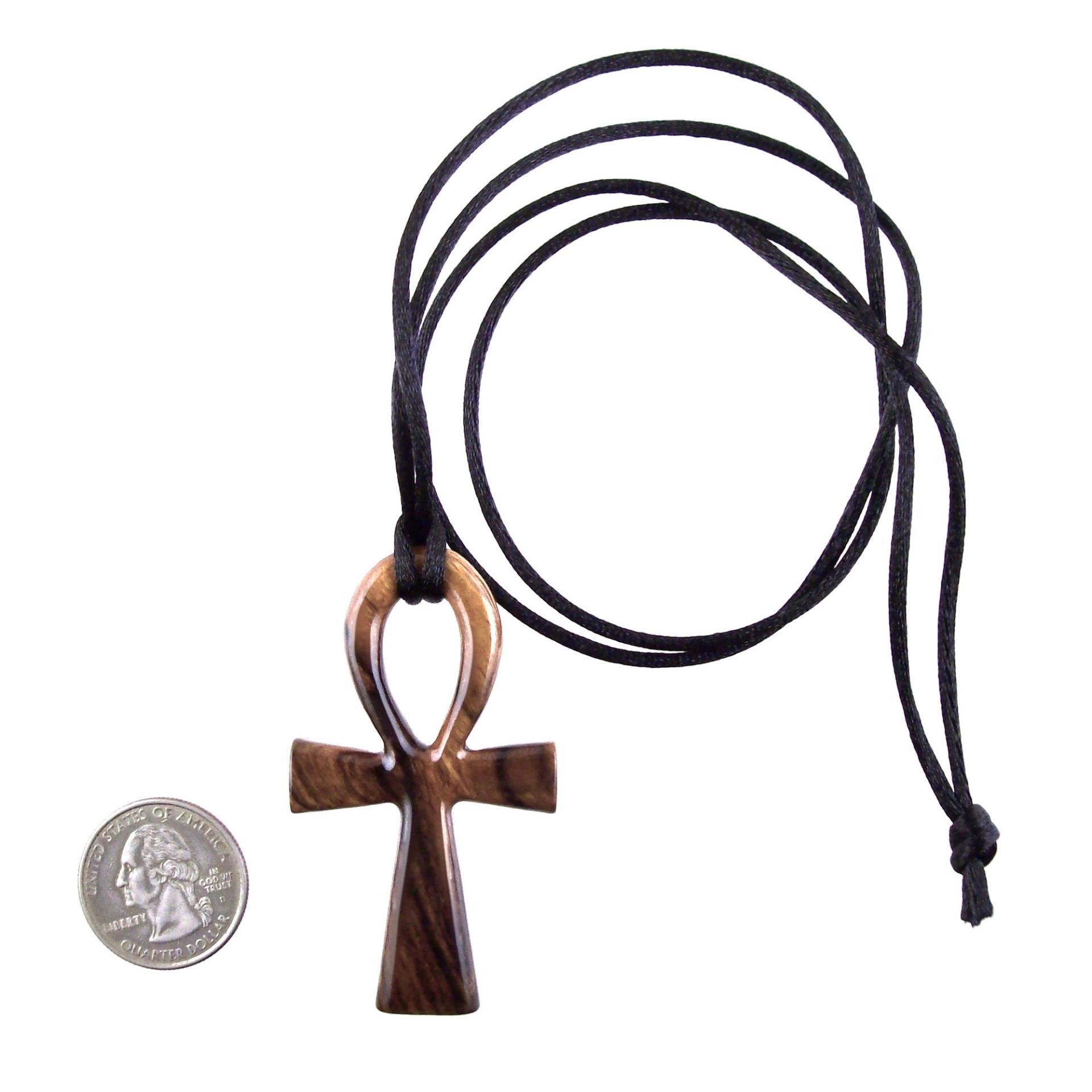 Large Ankh Pendant, Wood Egyptian Ankh Necklace, Wooden Cross Ankh Pendant, Mens African Jewelry, Gift for Him