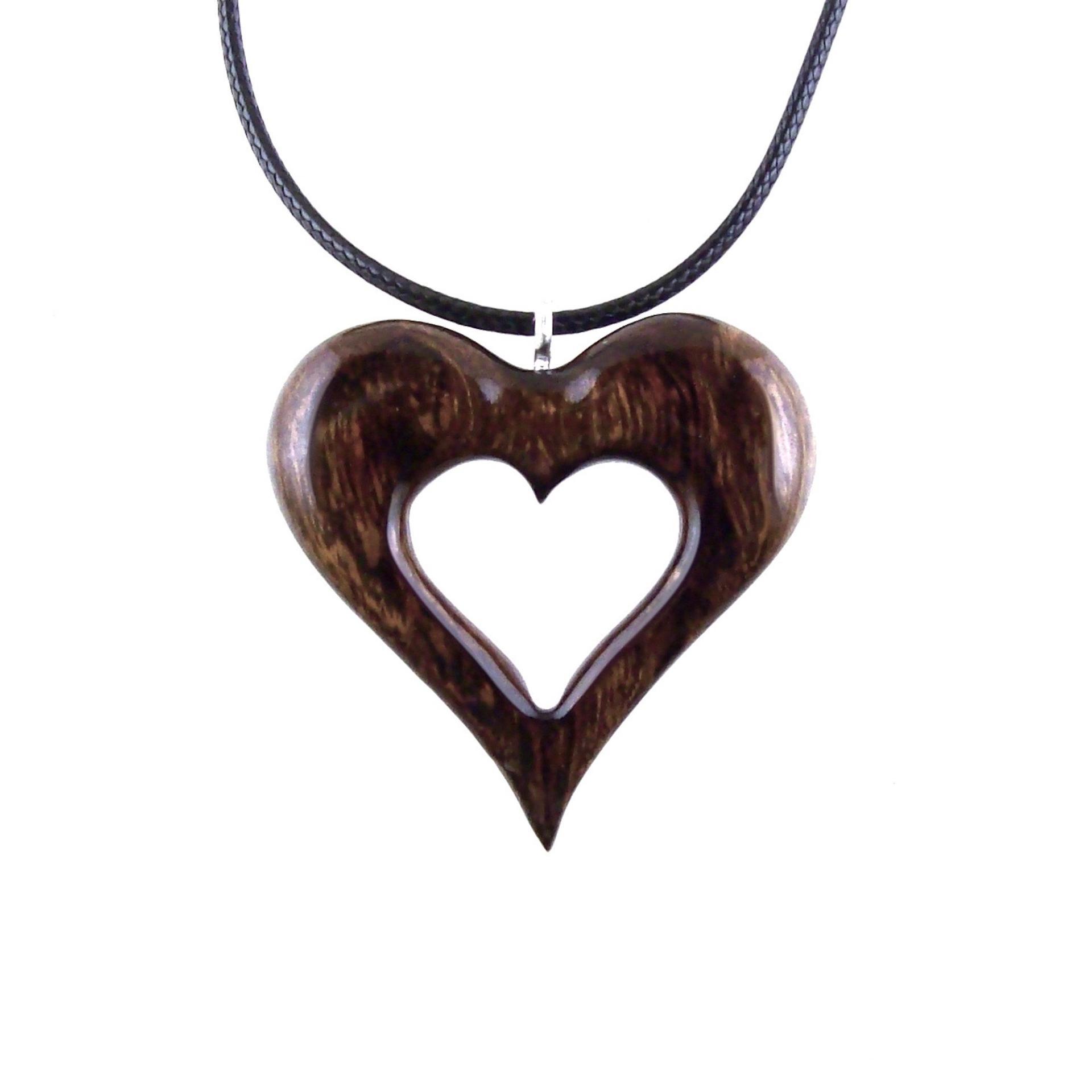 Wood Heart Necklace, Hand Carved Wooden Heart Pendant, 5th Anniversary Gift for Her, One of a Kind Wood Jewelry