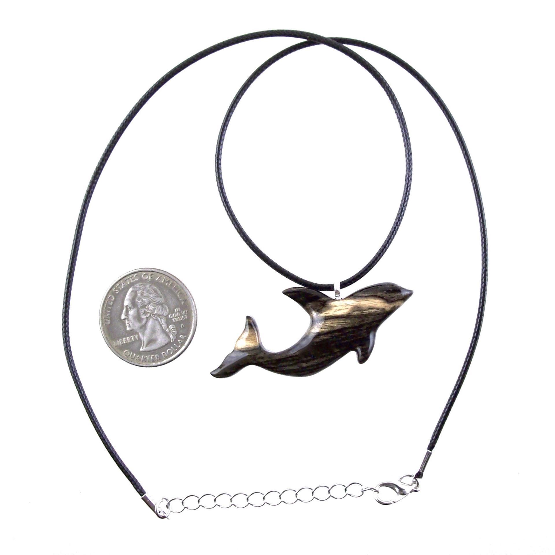 Hand Carved Orca Pendant, Wooden Killer Whale Necklace for Men or Women, Sea Animal, Nautical Beach Wood Jewelry