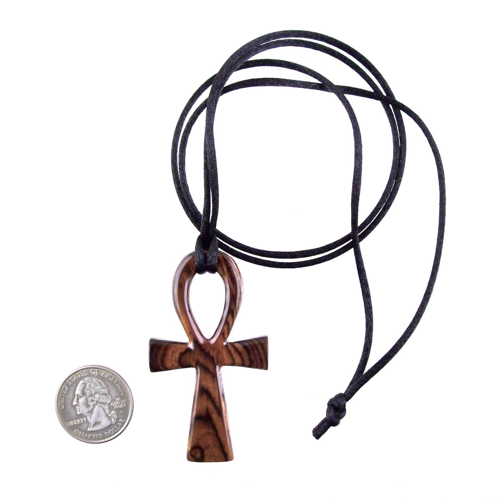 Large Ankh Pendant, Mens Wood Ankh Necklace, Wooden Egyptian Cross Ankh Pendant, African Jewelry