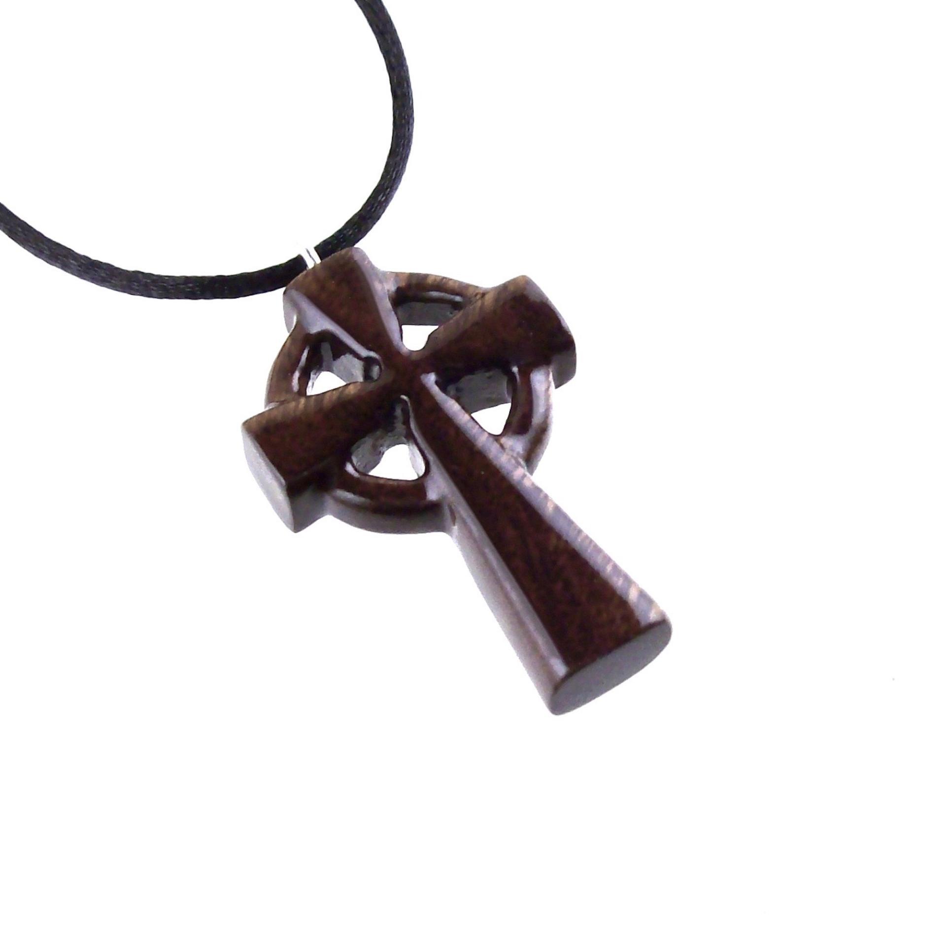 Celtic Cross Pendant, Hand Carved Wood Cross Necklace, Irish Mens Wooden Christian Jewelry, One of a Kind Gift for Him
