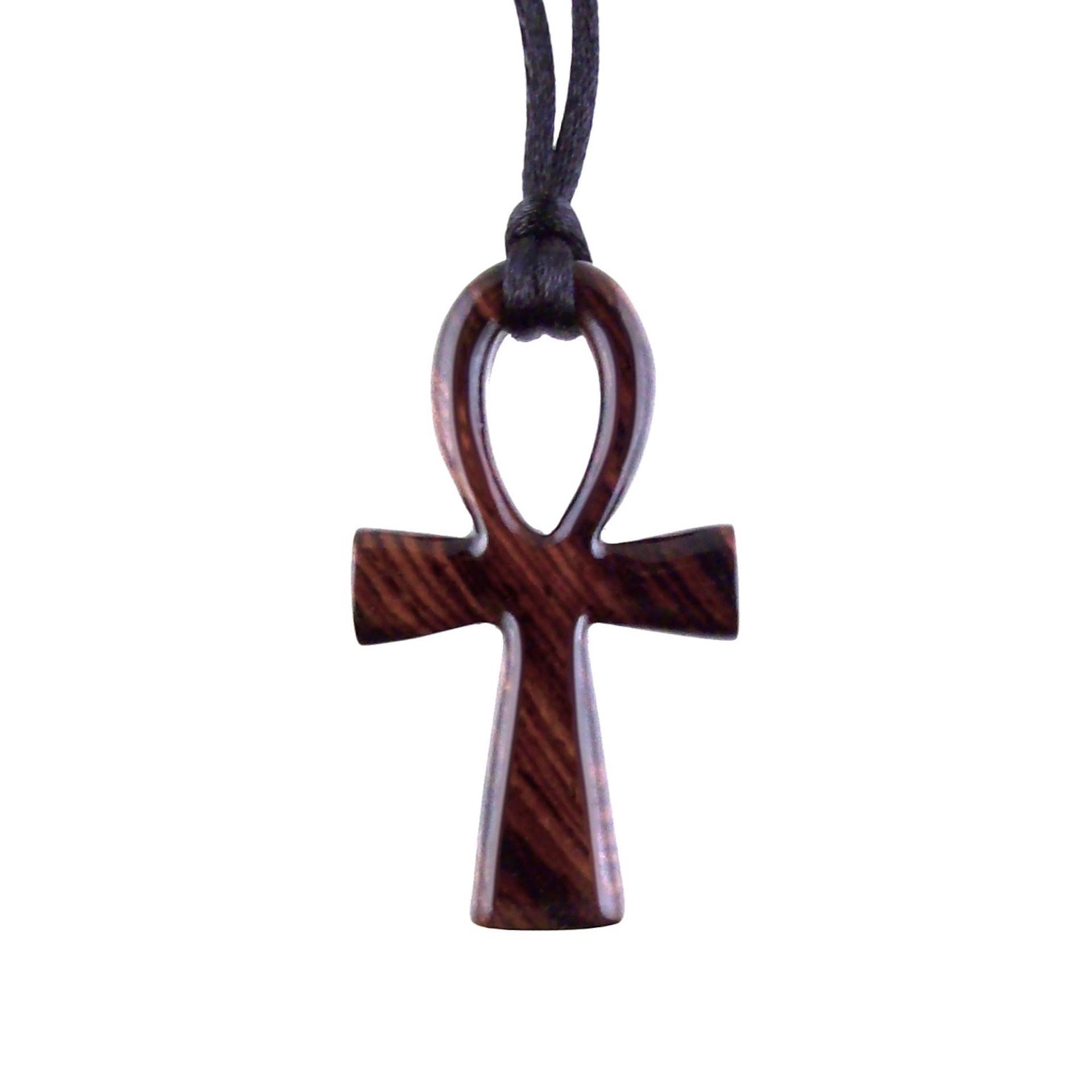 Wooden Ankh Pendant, Hand Carved Egyptian Ankh Cross Necklace for Men or Women, African Wood Jewelry Gift for Him Her