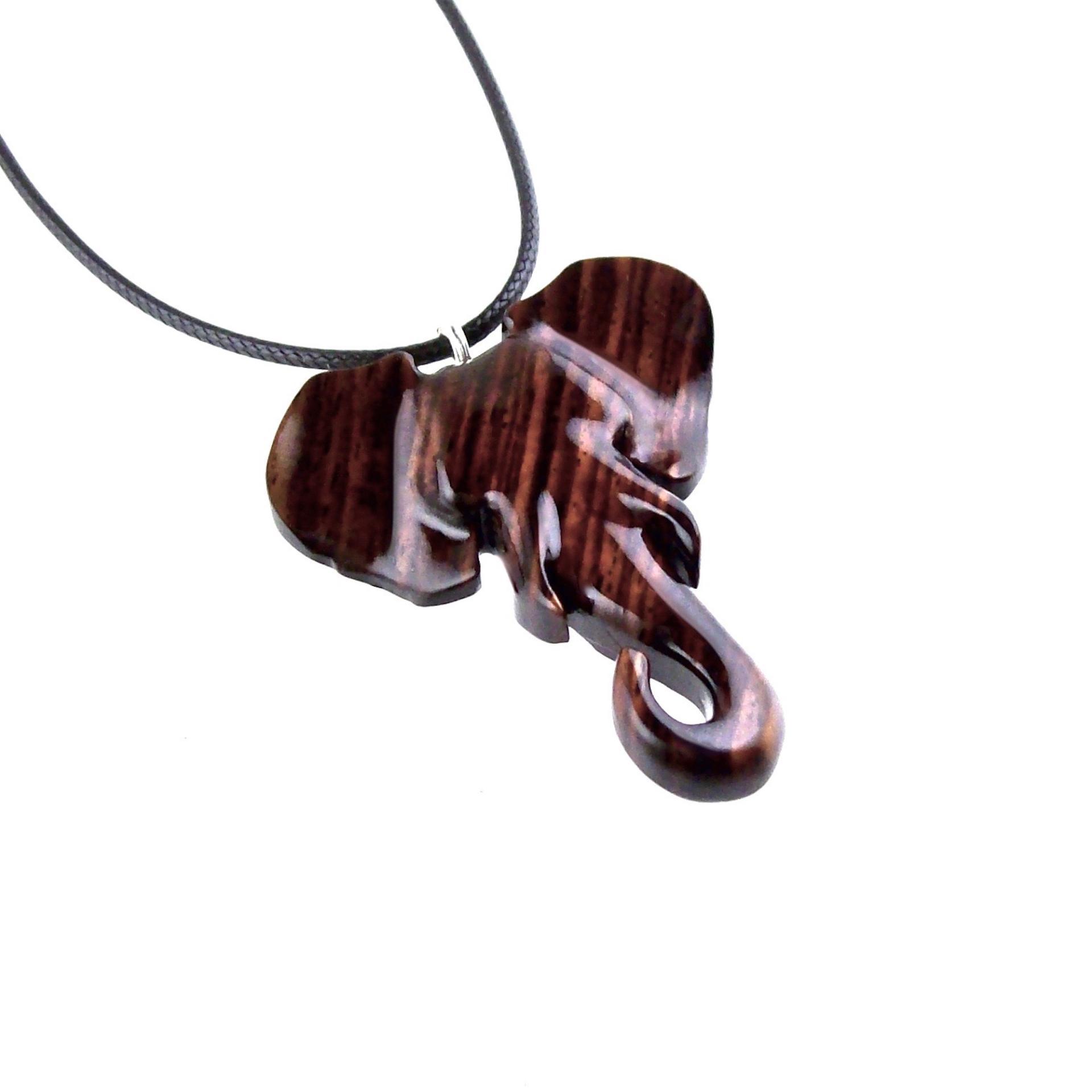 Elephant Necklace, Wooden Elephant Pendant for Men or Women, Hand Carved Spiritual Animal Necklace, Wood Jewelry for Men Women