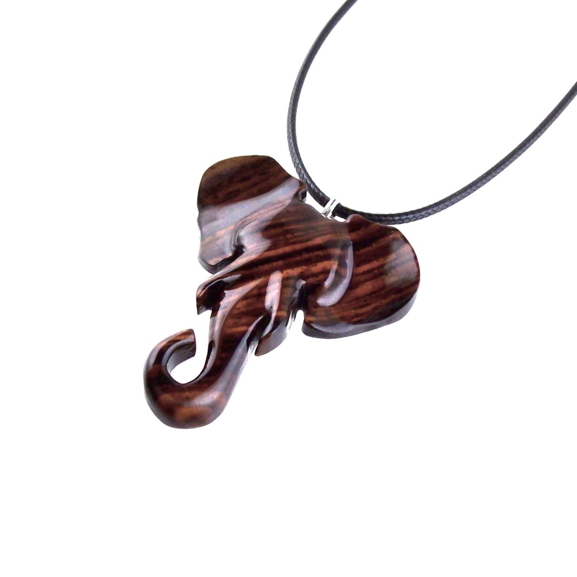 Elephant Necklace, Wooden Elephant Pendant for Men or Women, Hand Carved Spiritual Animal Necklace, Wood Jewelry for Men Women