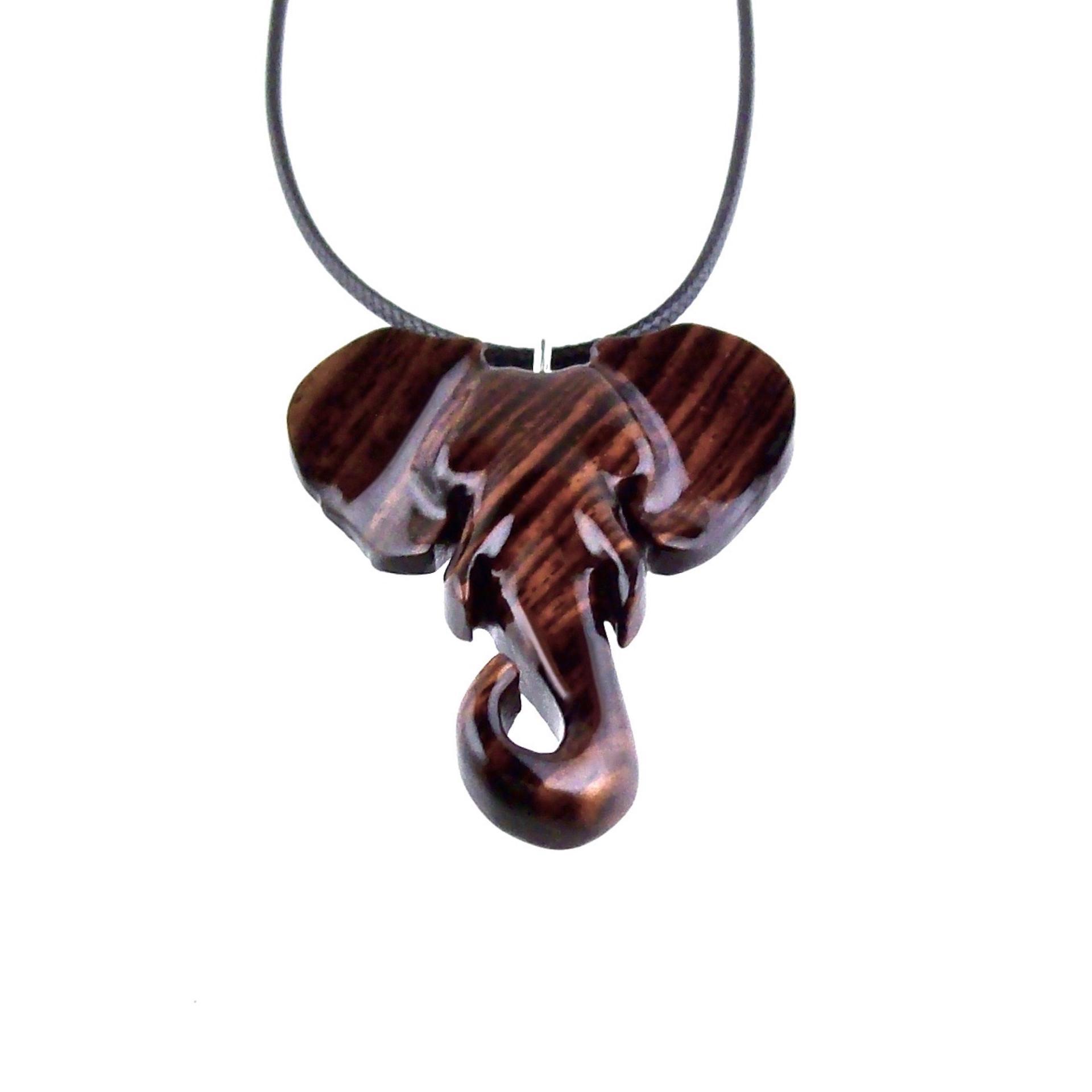 Elephant Necklace, Wooden Elephant Pendant for Men or Women, Hand Carved Spiritual Animal Necklace, Wood Jewelry for Men Women