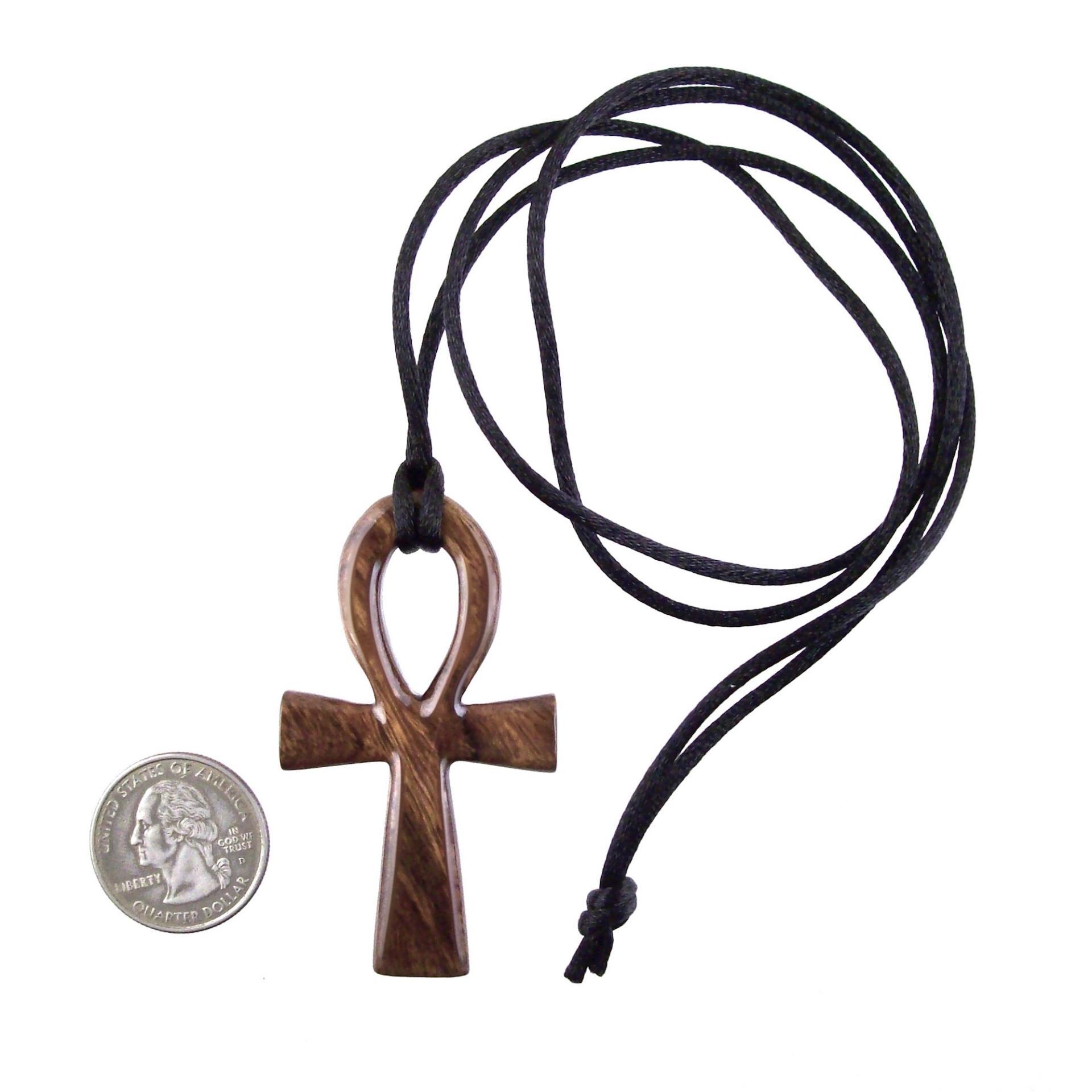 Large Ankh Pendant, Wood Egyptian Ankh Necklace, Wooden Cross Ankh Pendant, Mens African Jewelry, Gift for Him