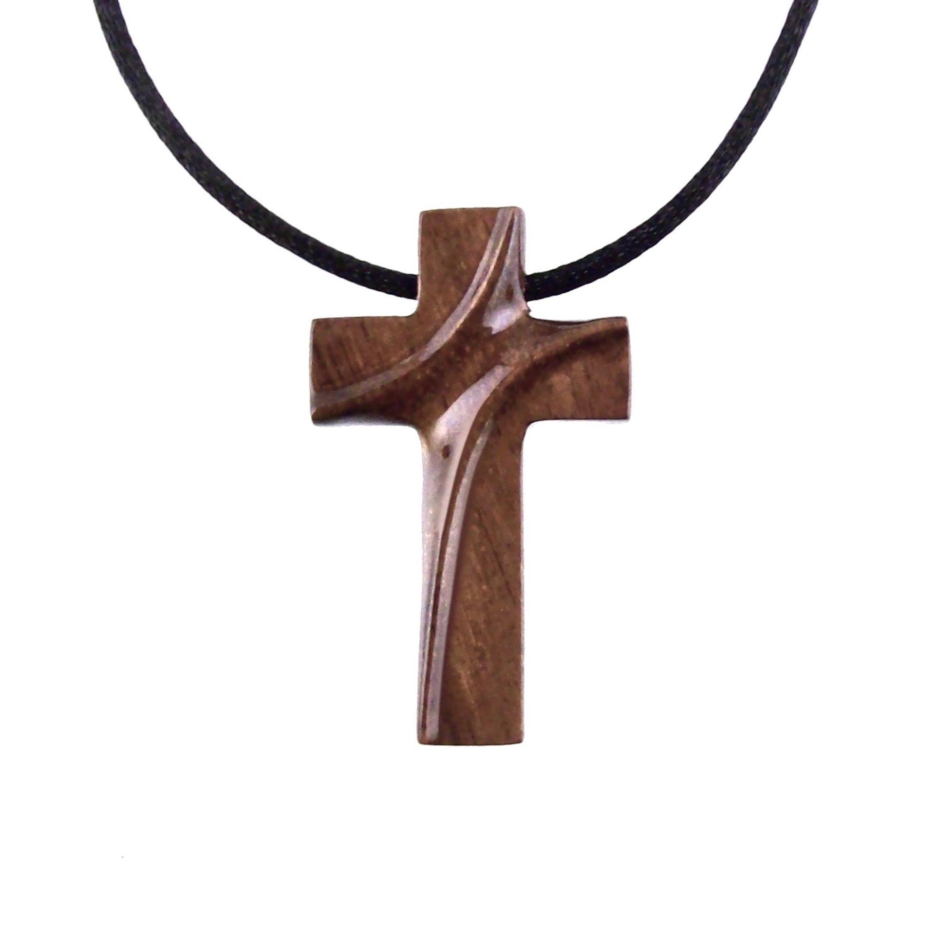 Wooden Cross Pendant, Hand Carved Wood Cross Necklace, Mens Christian Jewelry, Gift for Him