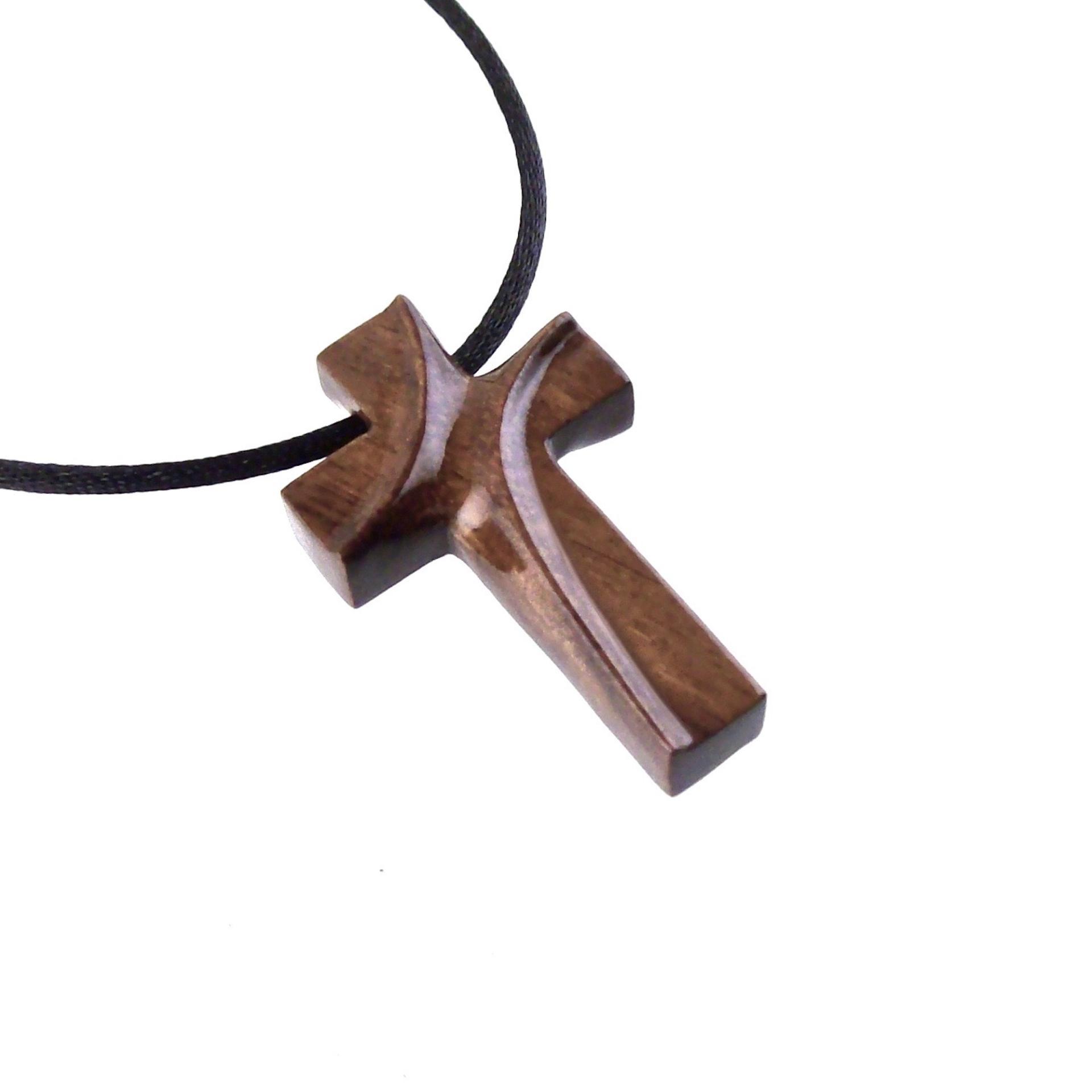 Wooden Cross Pendant, Hand Carved Wood Cross Necklace, Mens Christian Jewelry, Gift for Him