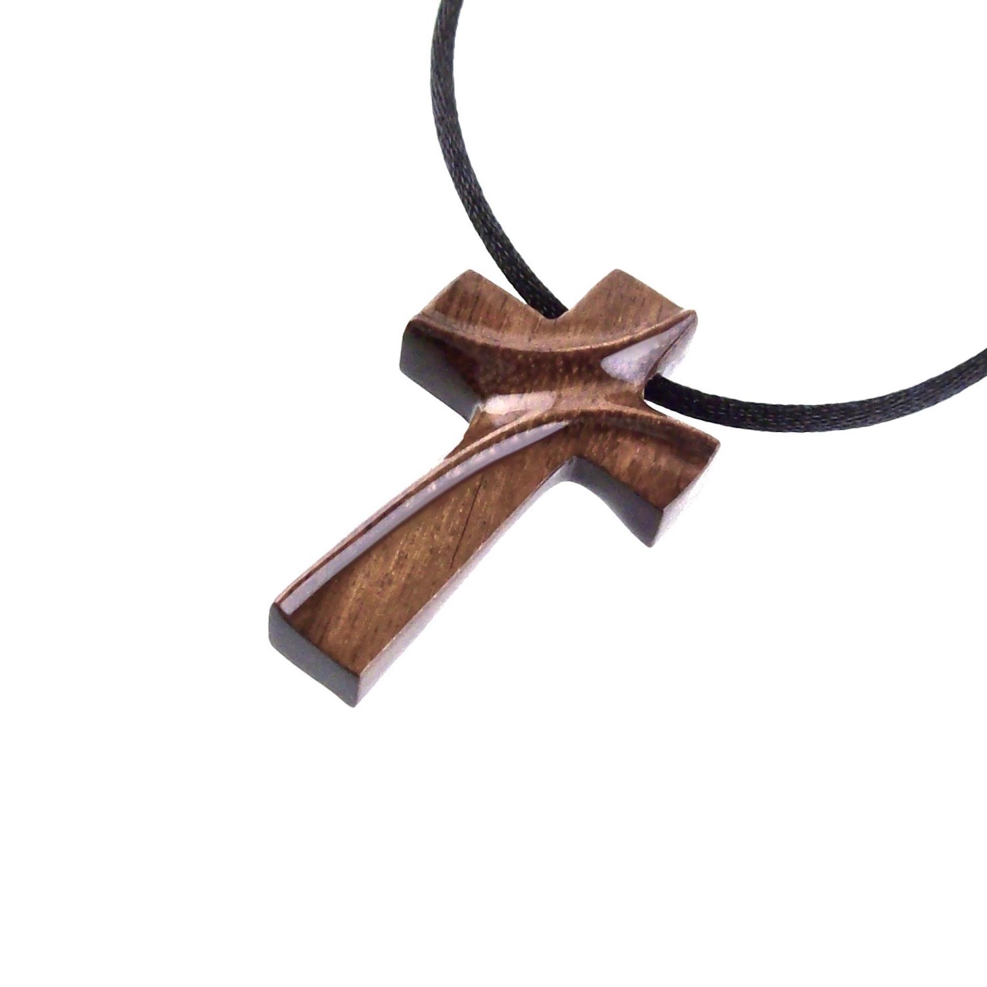 Wooden Cross Pendant, Hand Carved Wood Cross Necklace, Mens Christian Jewelry, Gift for Him