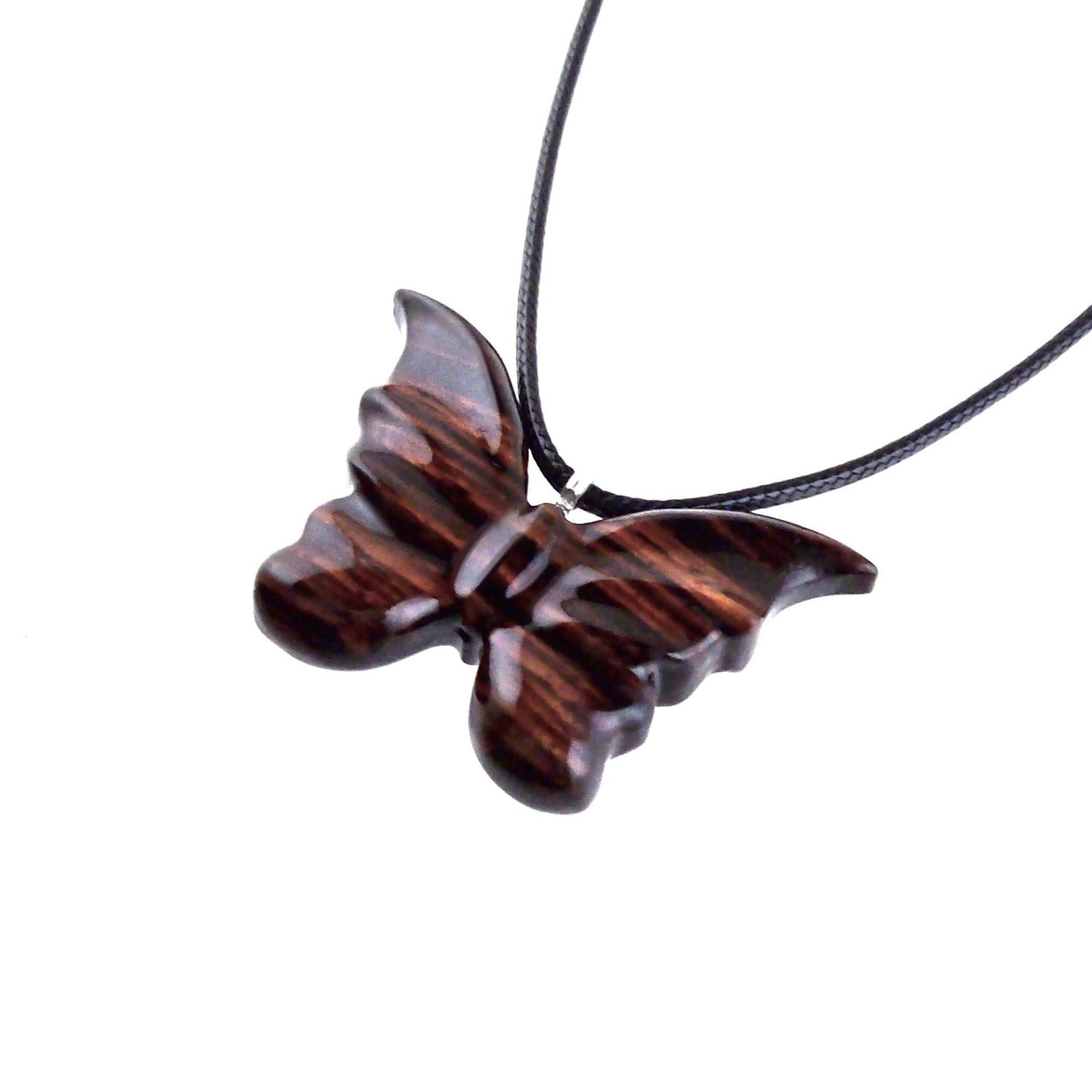 Butterfly Necklace, Hand Carved Wooden Butterfly Pendant, Insect Necklace, Wood Jewelry, One of a Kind Gift for Her