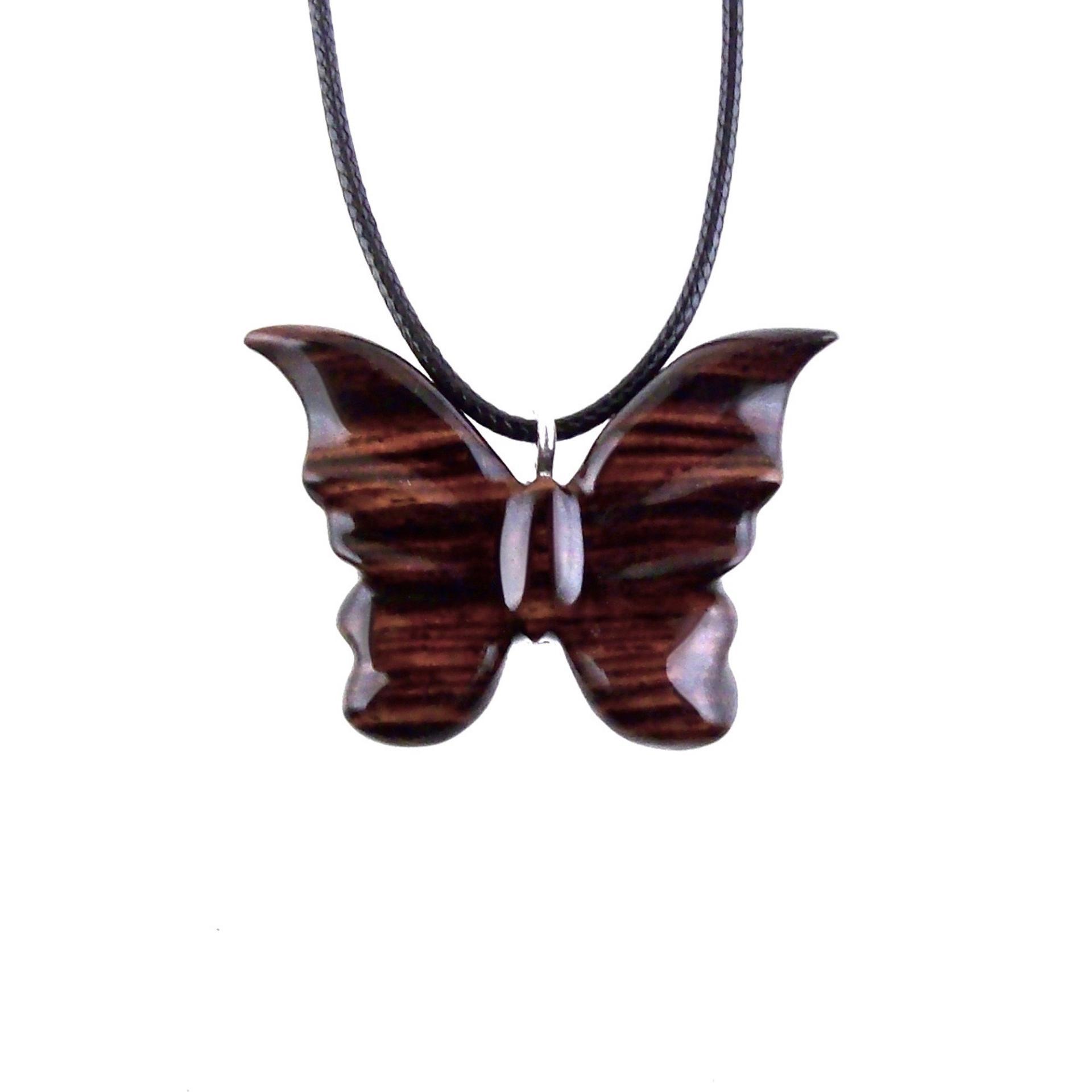 Butterfly Necklace, Hand Carved Wooden Butterfly Pendant, Insect Necklace, Wood Jewelry, One of a Kind Gift for Her