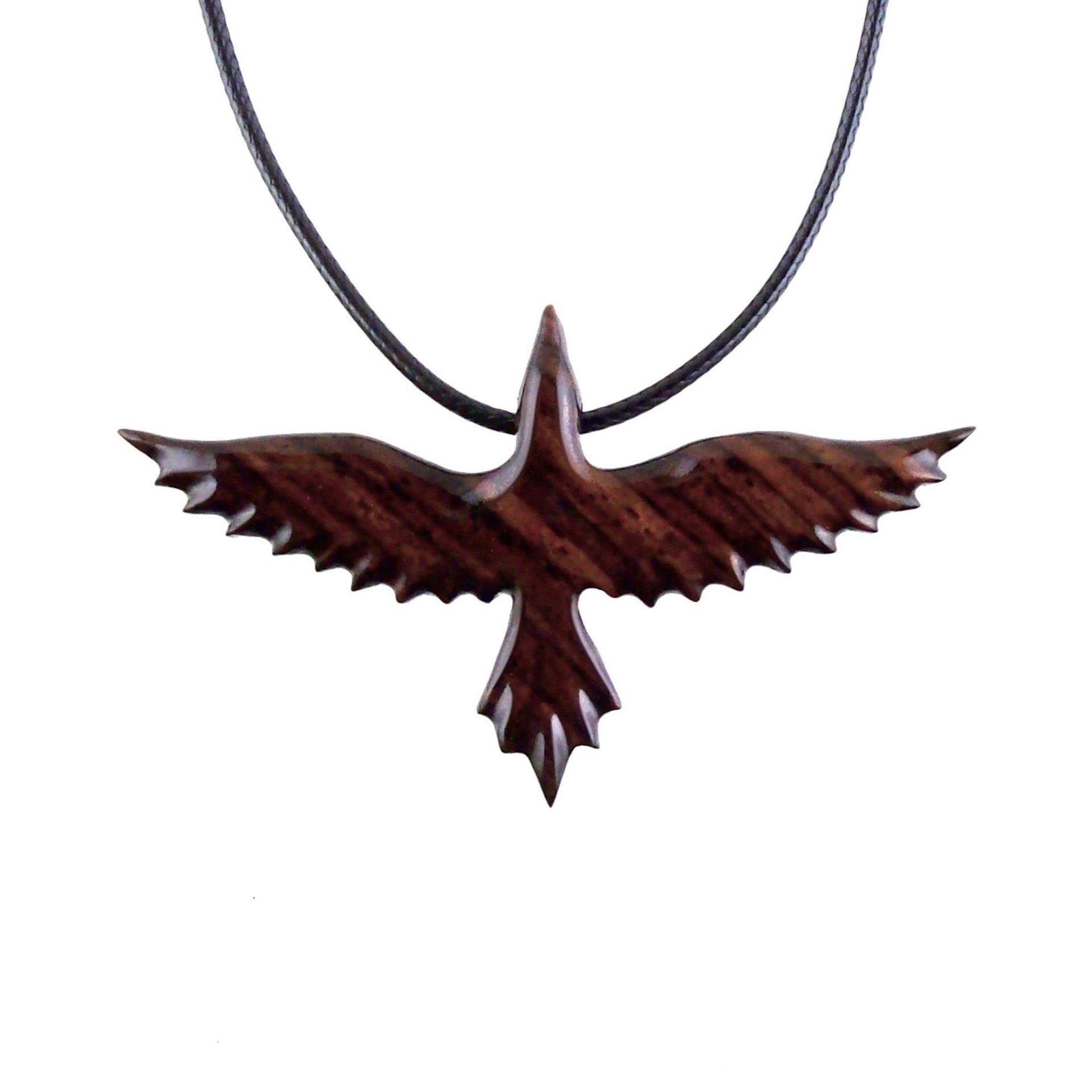Hand Carved Raven Necklace, Wooden Crow Pendant, Wood Bird Pendant, Raven Totem Jewelry for Men or Women