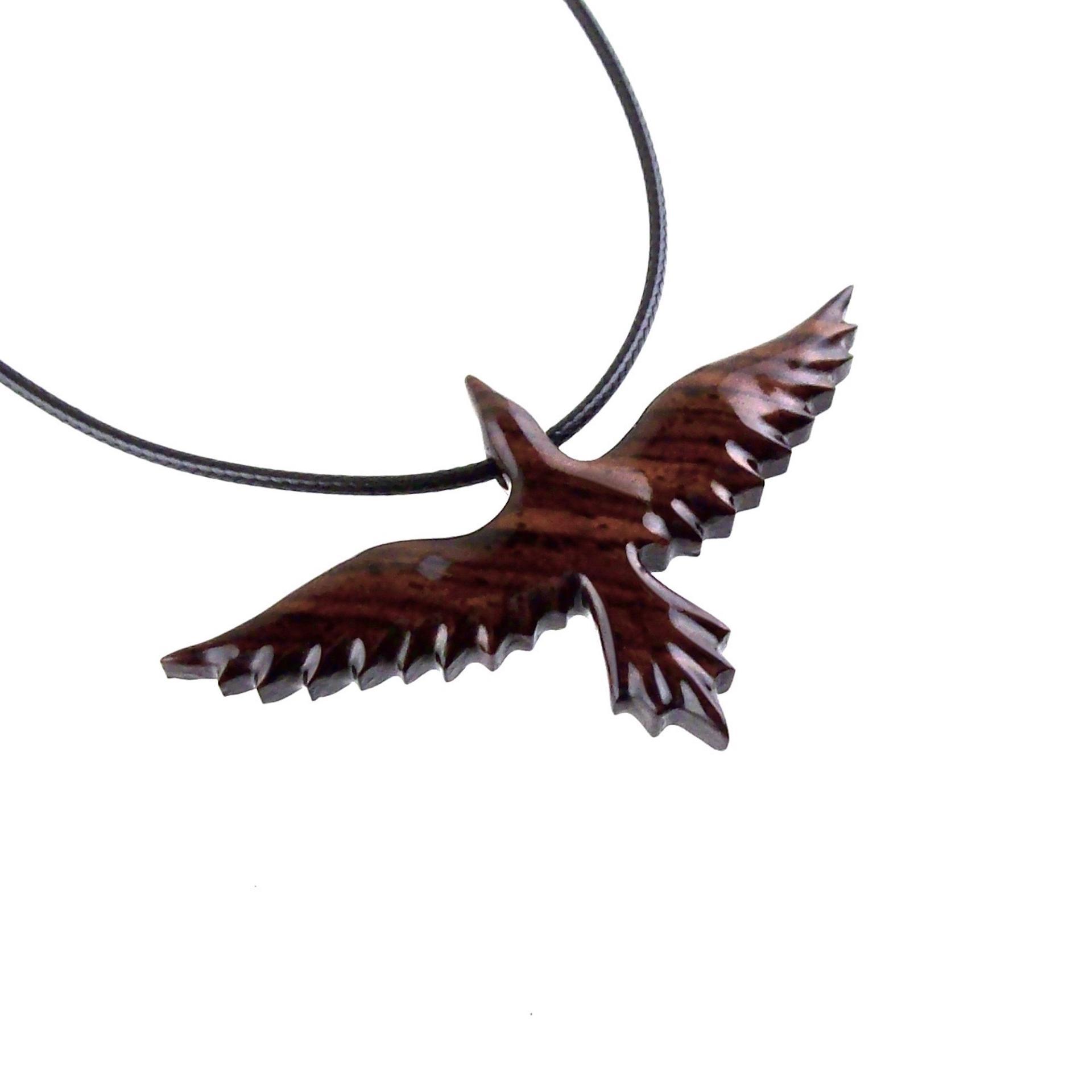 Hand Carved Raven Necklace, Wooden Crow Pendant, Wood Bird Pendant, Raven Totem Jewelry for Men or Women