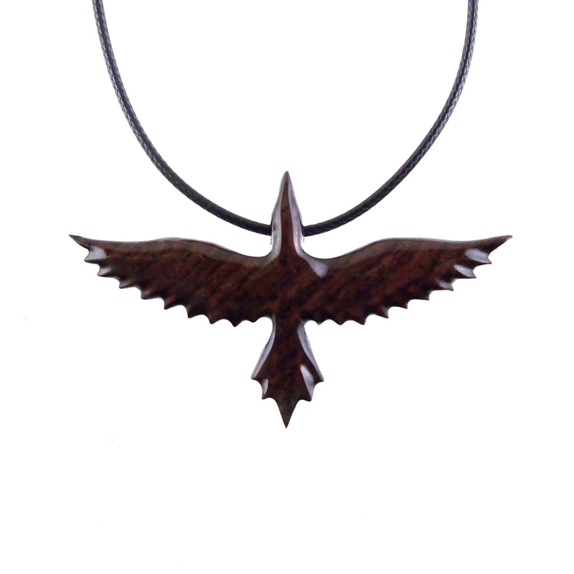 Hand Carved Raven Necklace, Wooden Crow Pendant, Wood Bird Pendant, Raven Totem Jewelry for Men or Women