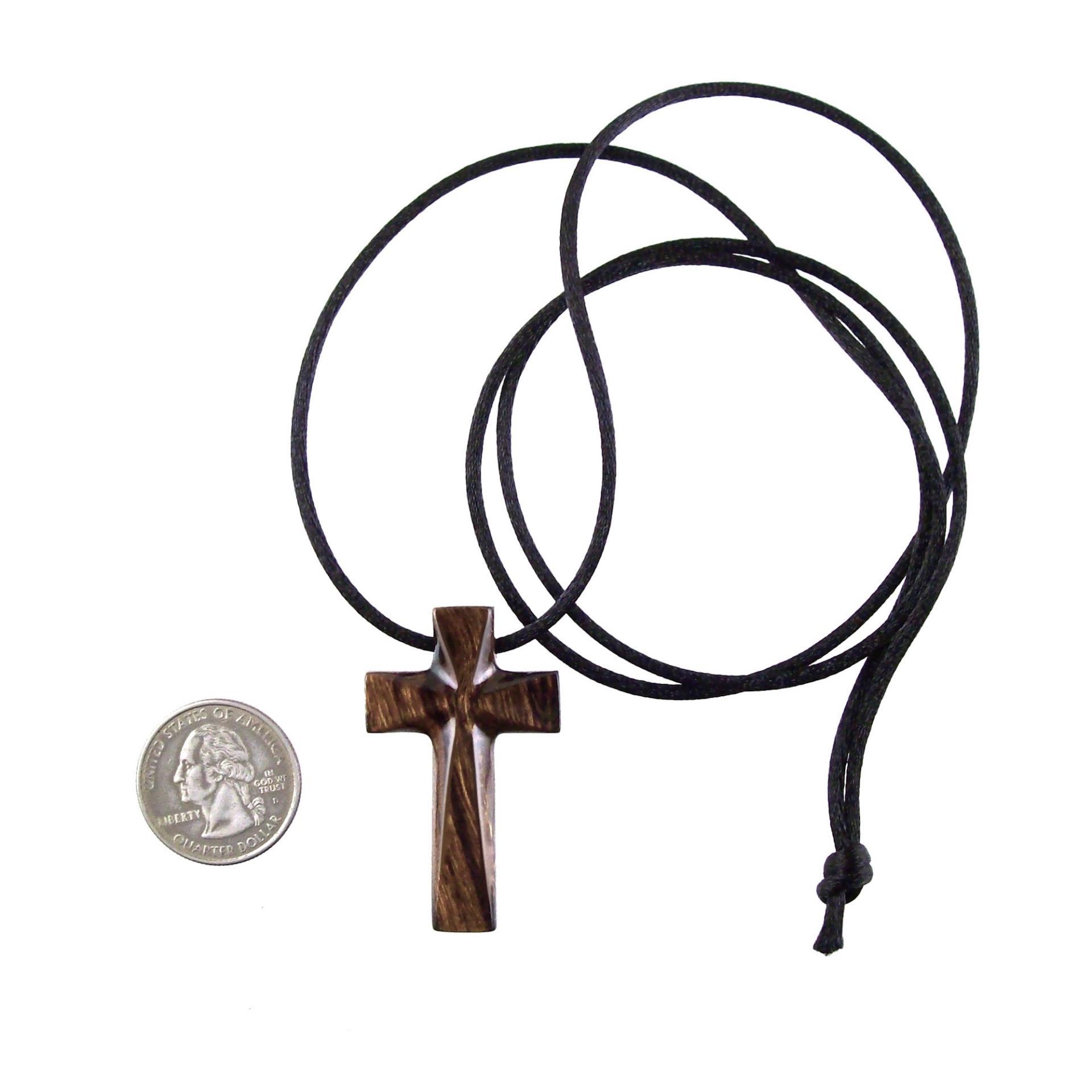 Hand Carved Wooden Cross Pendant, Mens Wood Cross Necklace, Handmade Christian Jewelry, One of a Kind Gift for Him