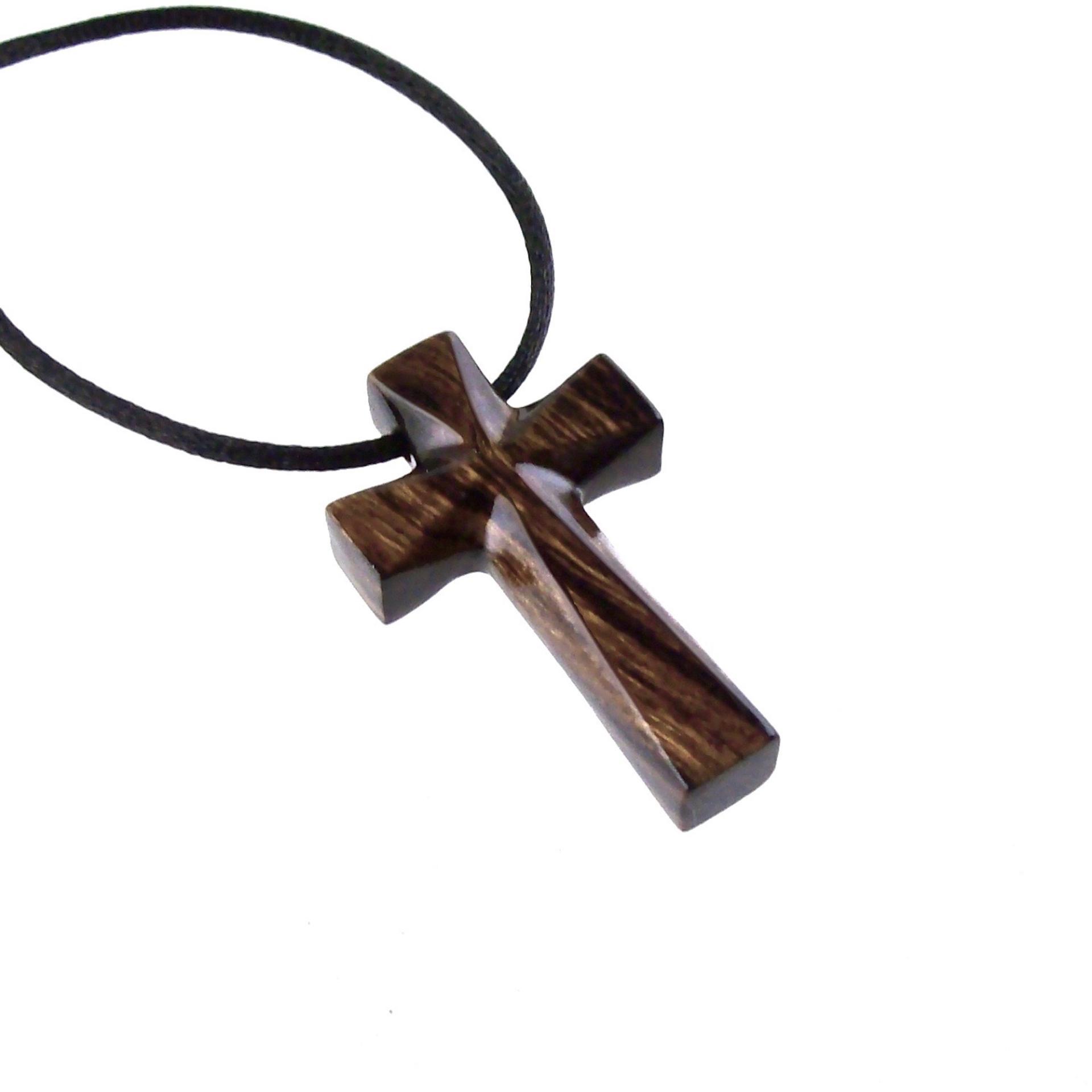 Hand Carved Wooden Cross Pendant, Mens Wood Cross Necklace, Handmade Christian Jewelry, One of a Kind Gift for Him