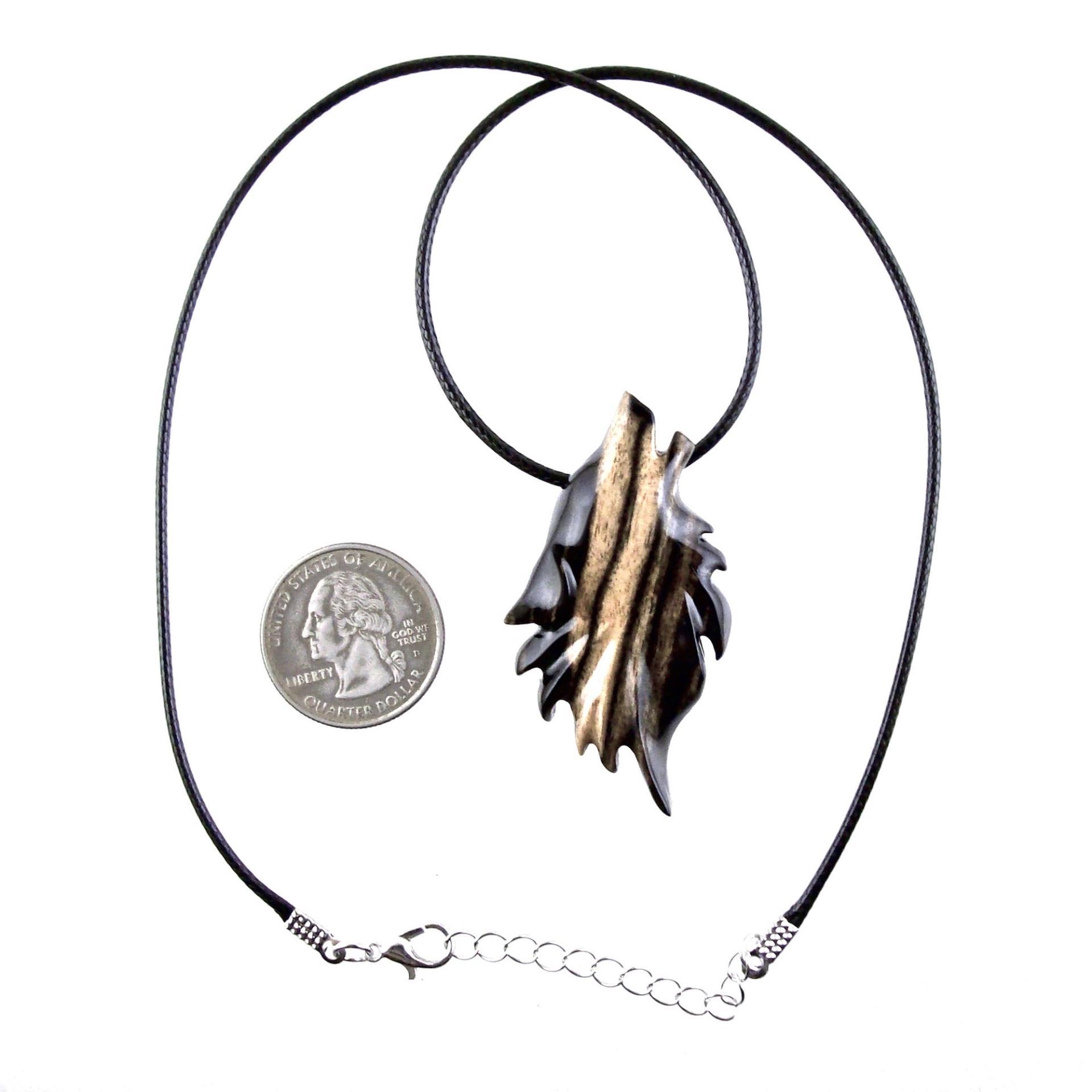 Wolf Necklace, Hand Carved Wooden Wolf Pendant for Men or Women, Spirit Animal Totem Woodland Jewelry