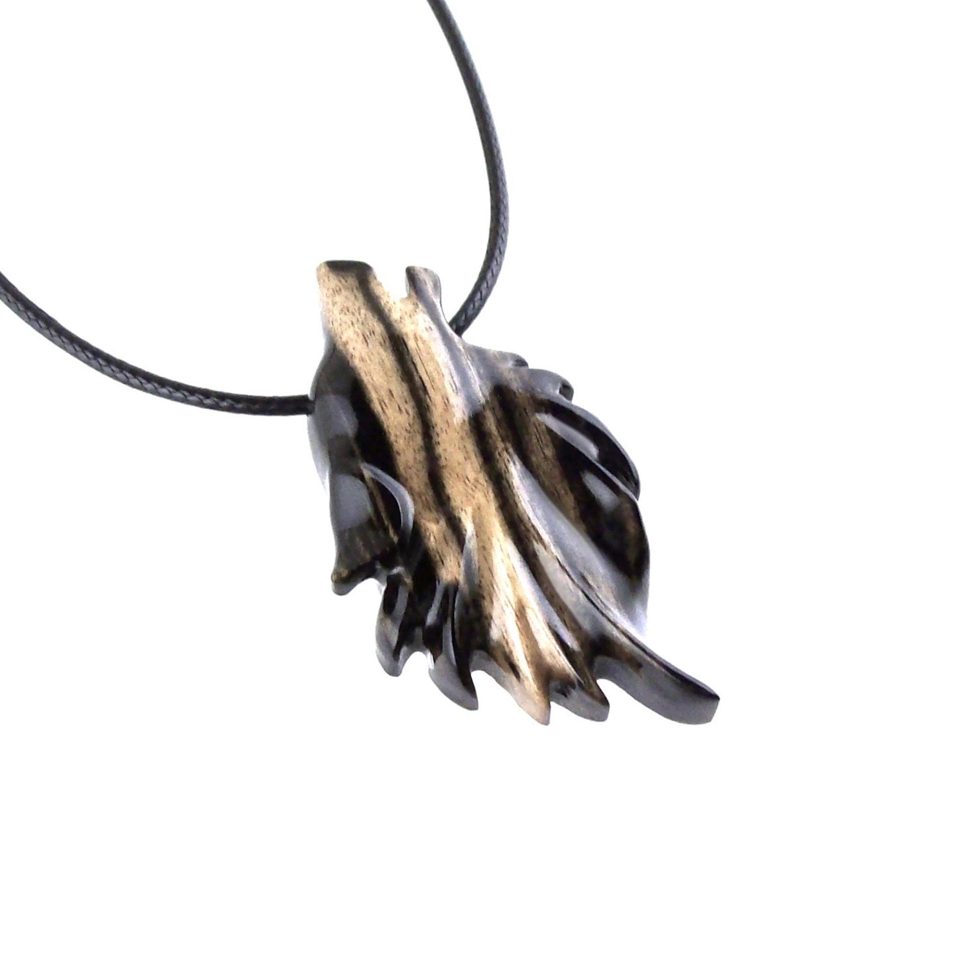 Wolf Necklace, Hand Carved Wooden Wolf Pendant for Men or Women, Spirit Animal Totem Woodland Jewelry