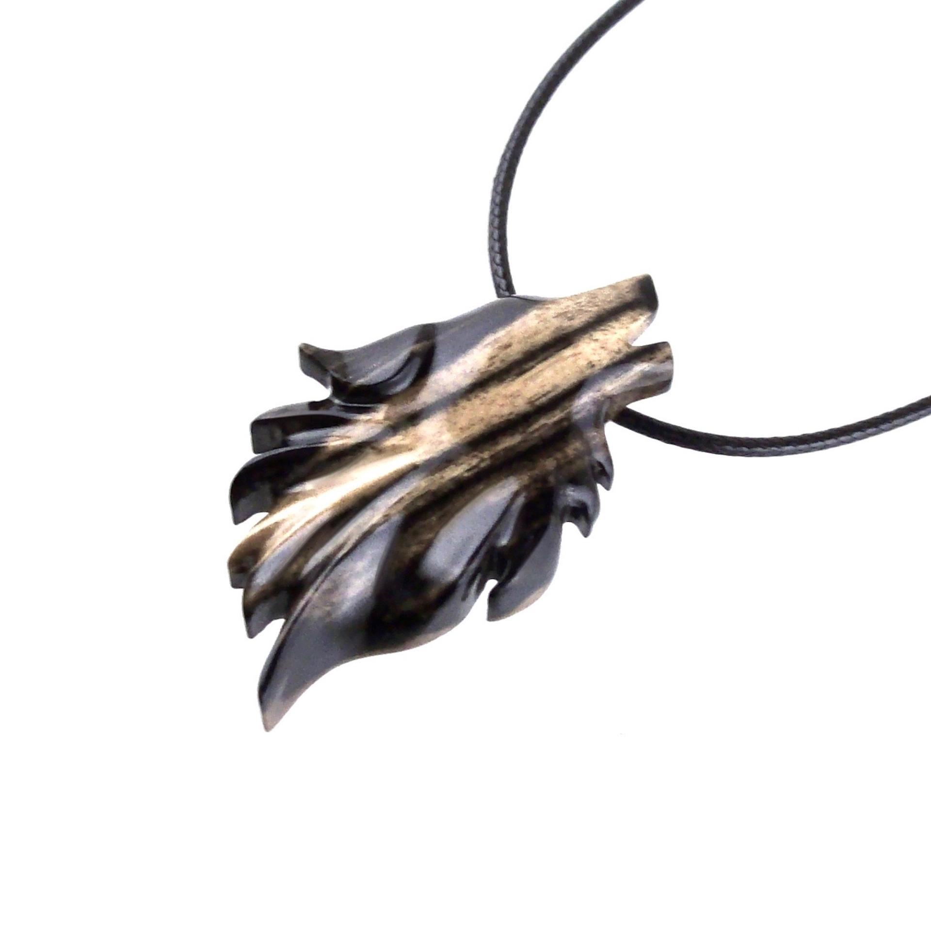 Wolf Necklace, Hand Carved Wooden Wolf Pendant for Men or Women, Spirit Animal Totem Woodland Jewelry