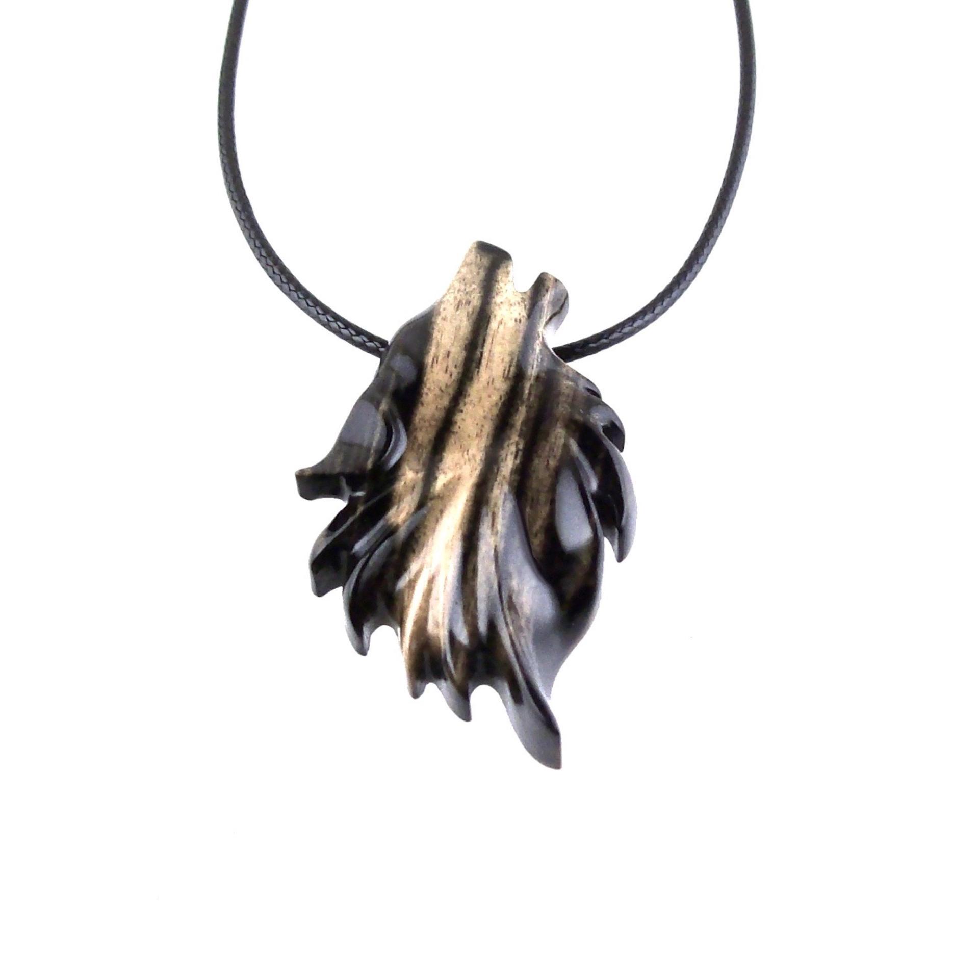 Wolf Necklace, Hand Carved Wooden Wolf Pendant for Men or Women, Spirit Animal Totem Woodland Jewelry