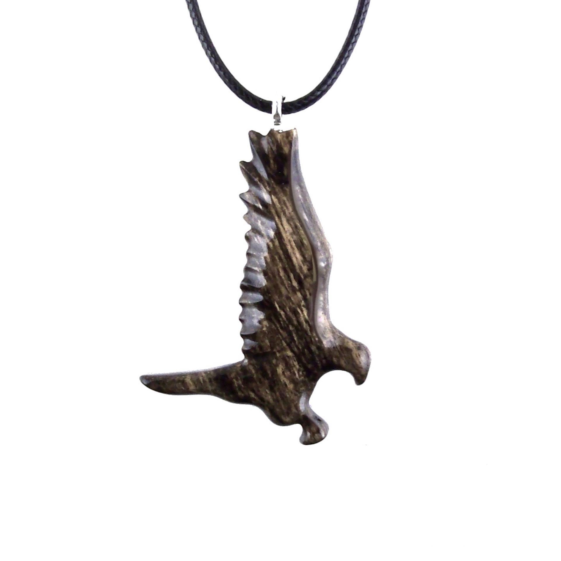 Hawk Necklace, Hand Carved Wooden Hawk Pendant for Men or Women, Wood Falcon Pendant, Totem Bird Jewelry
