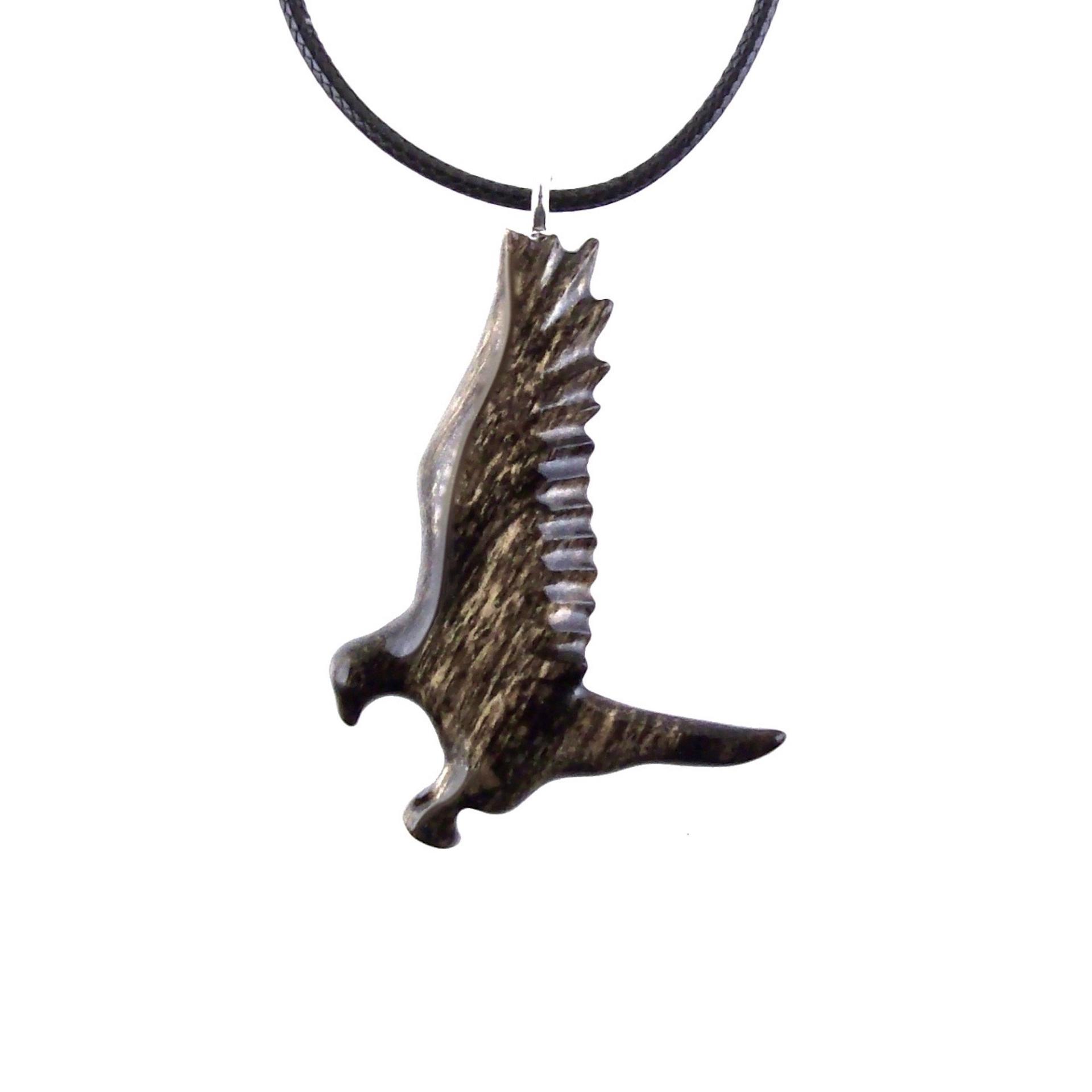 Hawk Necklace, Hand Carved Wooden Hawk Pendant for Men or Women, Wood Falcon Pendant, Totem Bird Jewelry