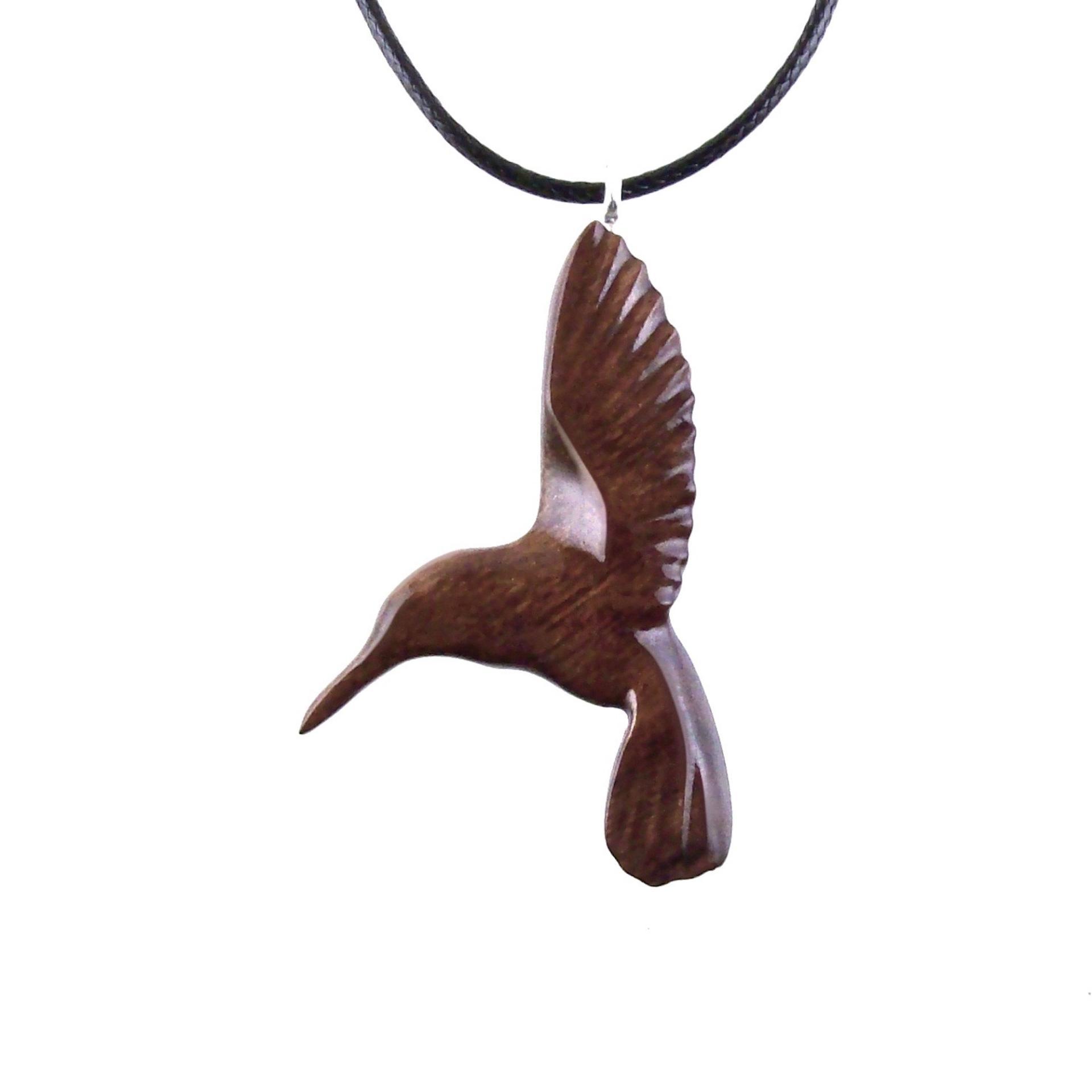 Hummingbird Pendant, Hand Carved Wooden Bird Necklace, One of a Kind Gift for Her, Handmade Wood Jewelry