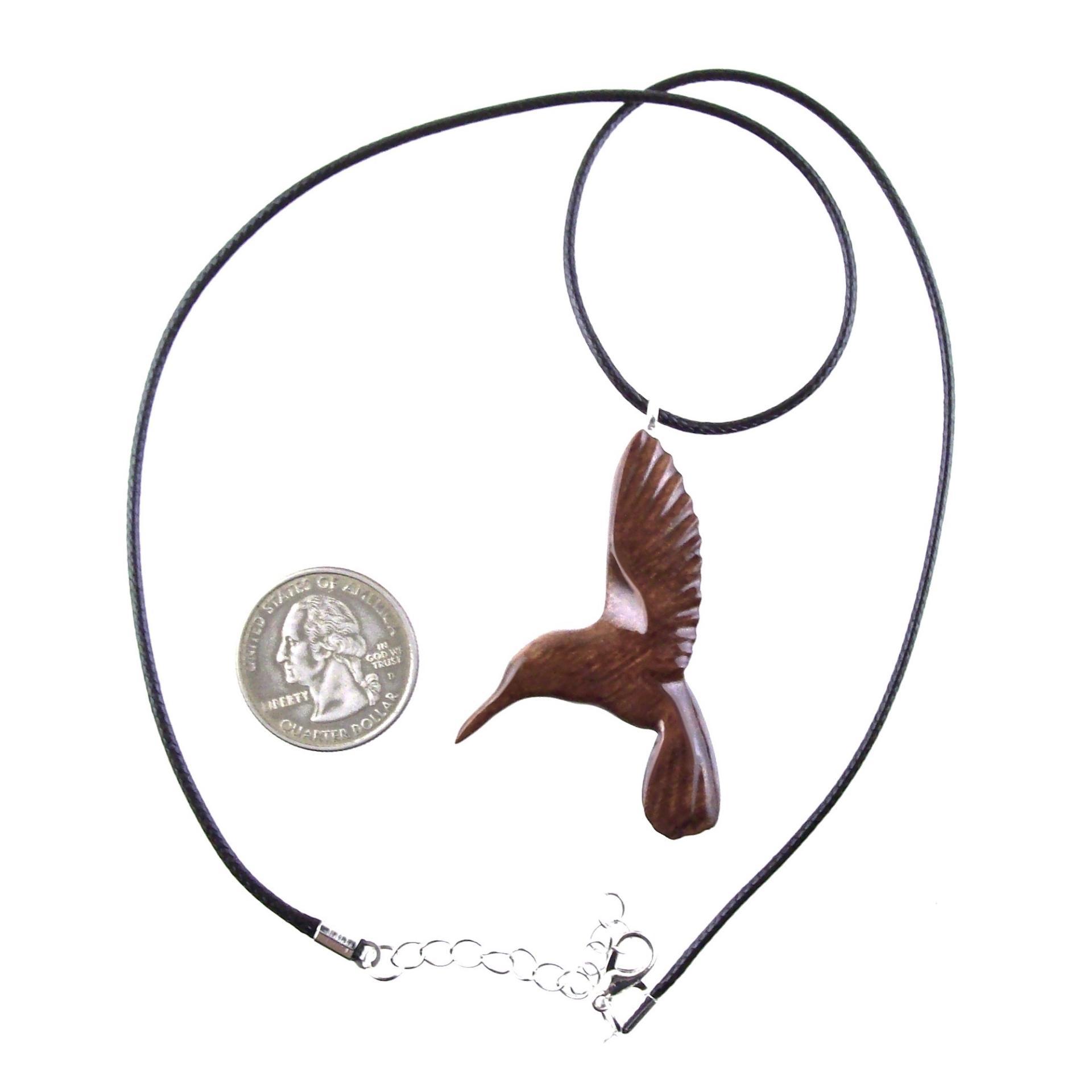 Hummingbird Pendant, Hand Carved Wooden Bird Necklace, One of a Kind Gift for Her, Handmade Wood Jewelry