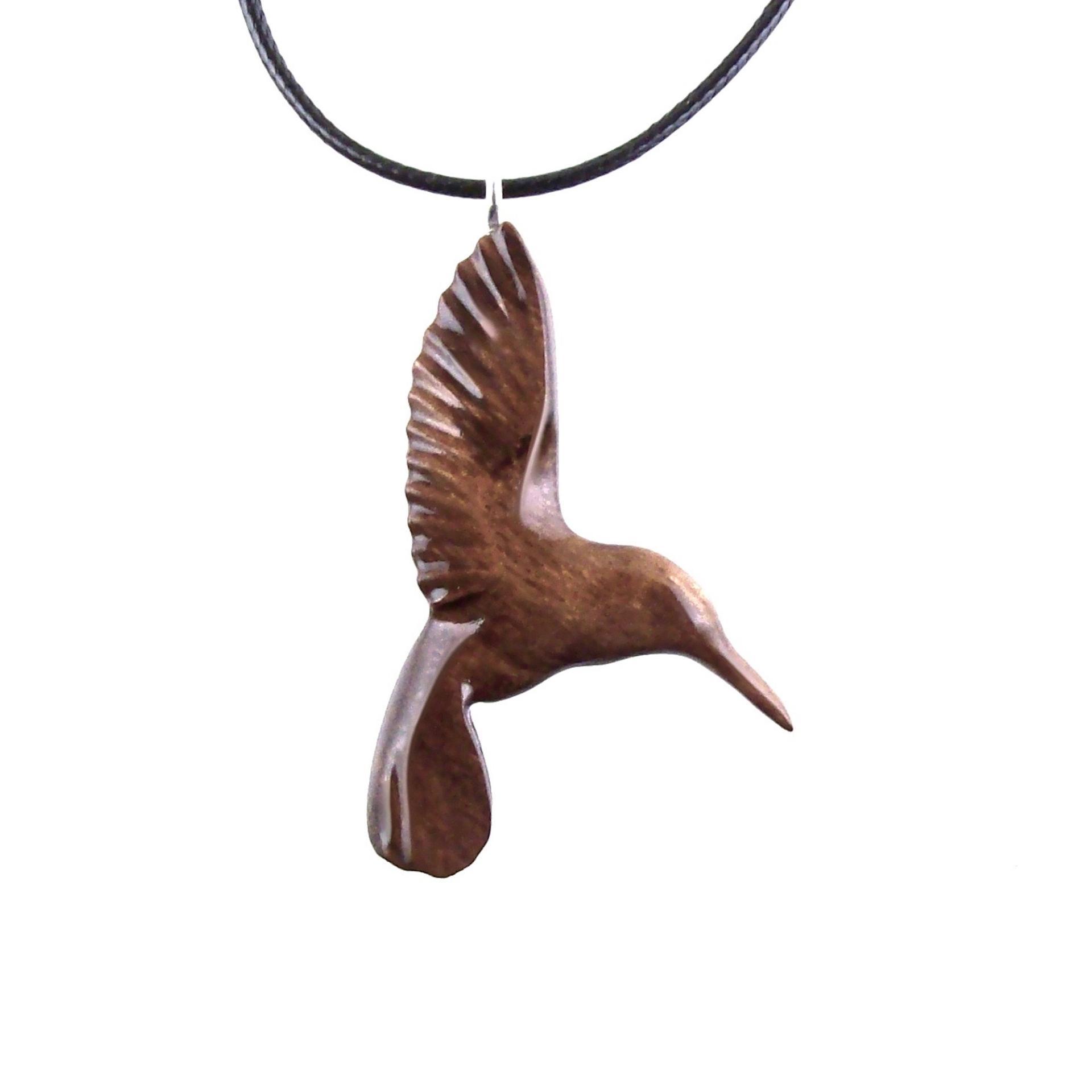 Hummingbird Pendant, Hand Carved Wooden Bird Necklace, One of a Kind Gift for Her, Handmade Wood Jewelry