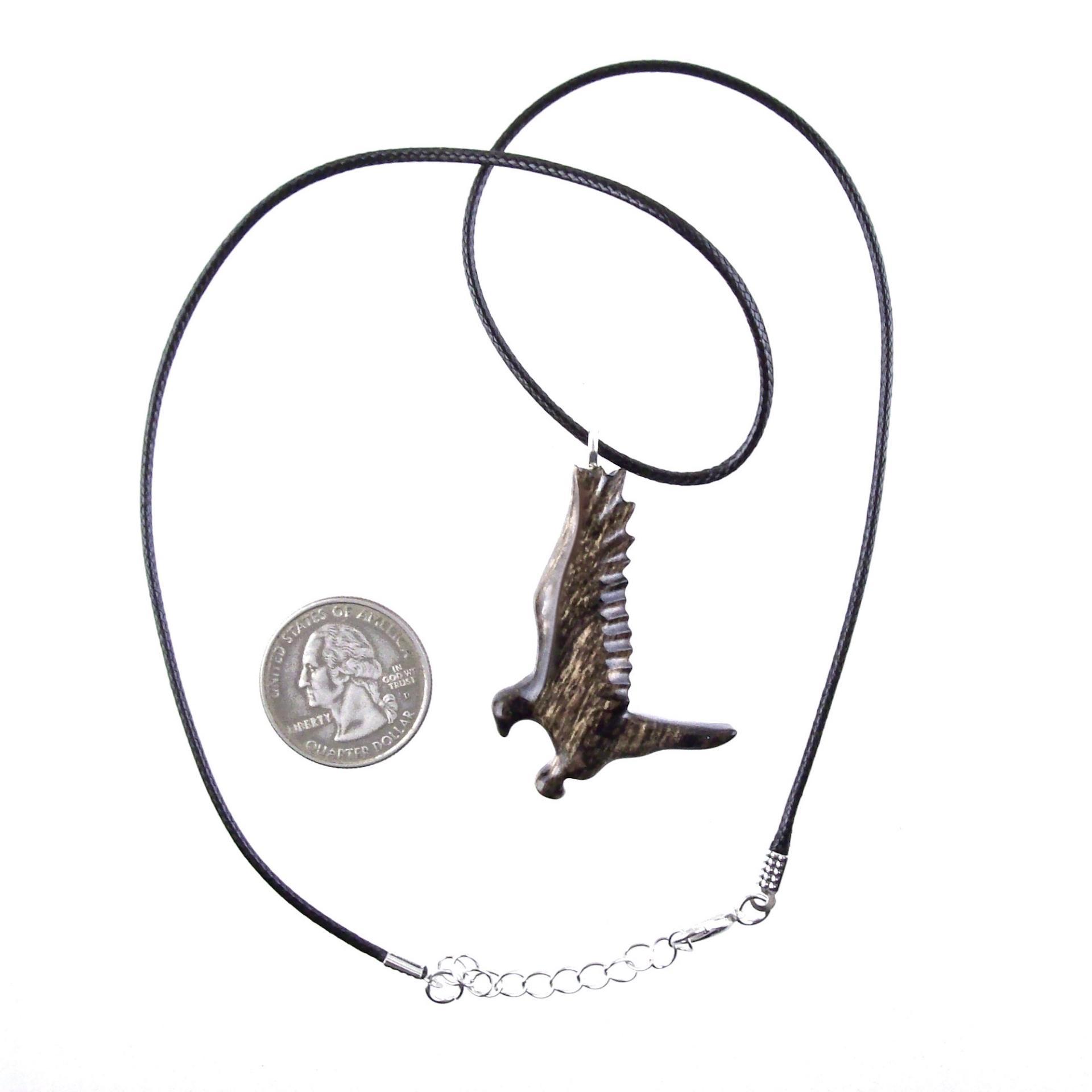 Hawk Necklace, Hand Carved Wooden Hawk Pendant for Men or Women, Wood Falcon Pendant, Totem Bird Jewelry