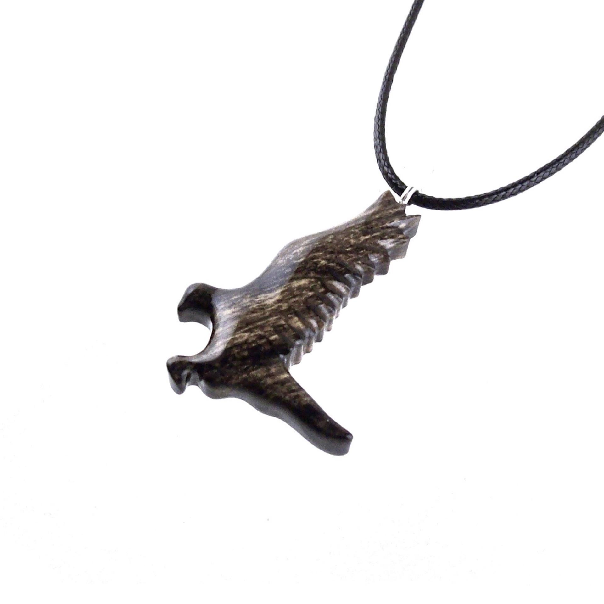 Hawk Necklace, Hand Carved Wooden Hawk Pendant for Men or Women, Wood Falcon Pendant, Totem Bird Jewelry