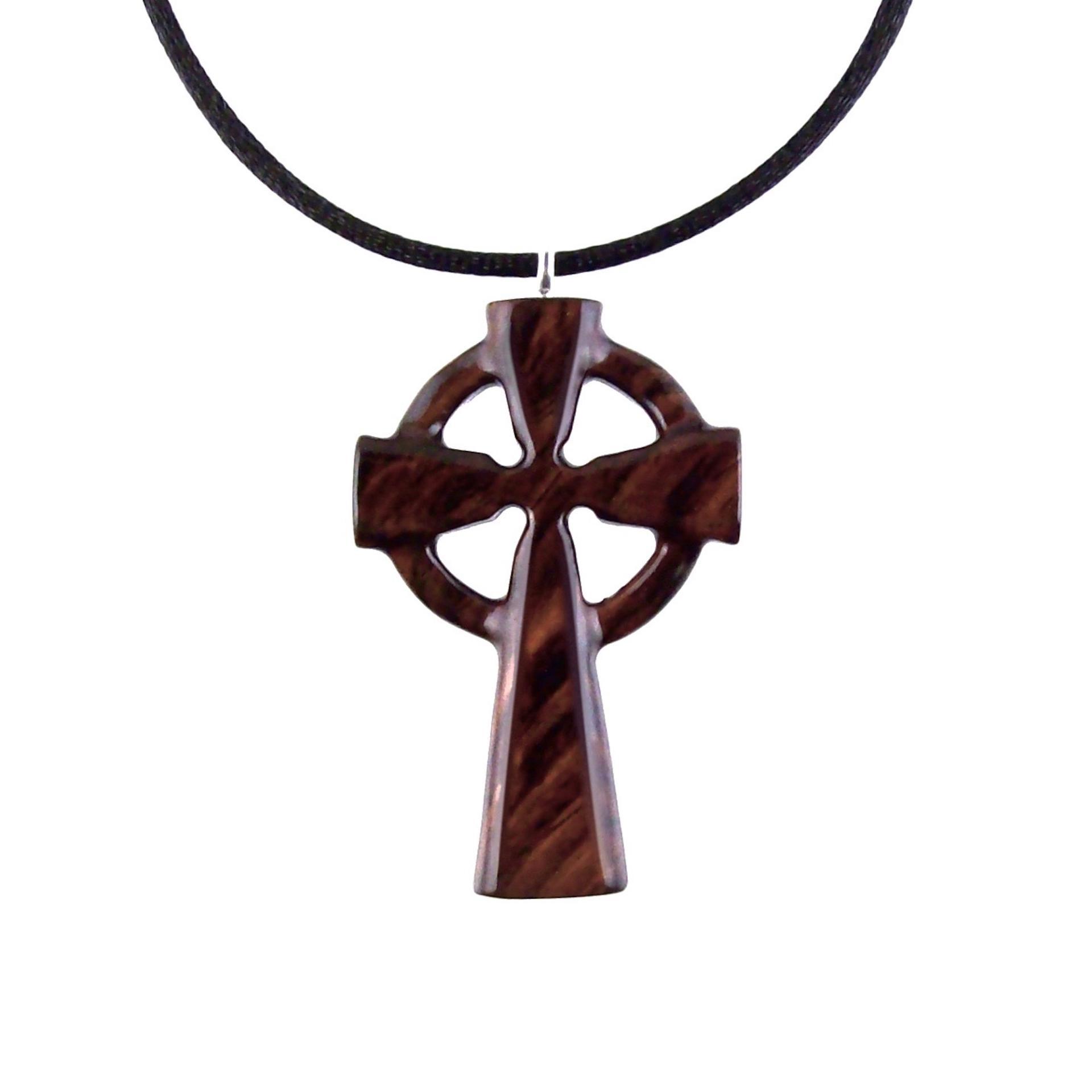 Wooden Celtic Cross Pendant, Hand Carved Celtic Cross Necklace, Wood Cross Necklace Gift for Him, Irish Christian Jewelry