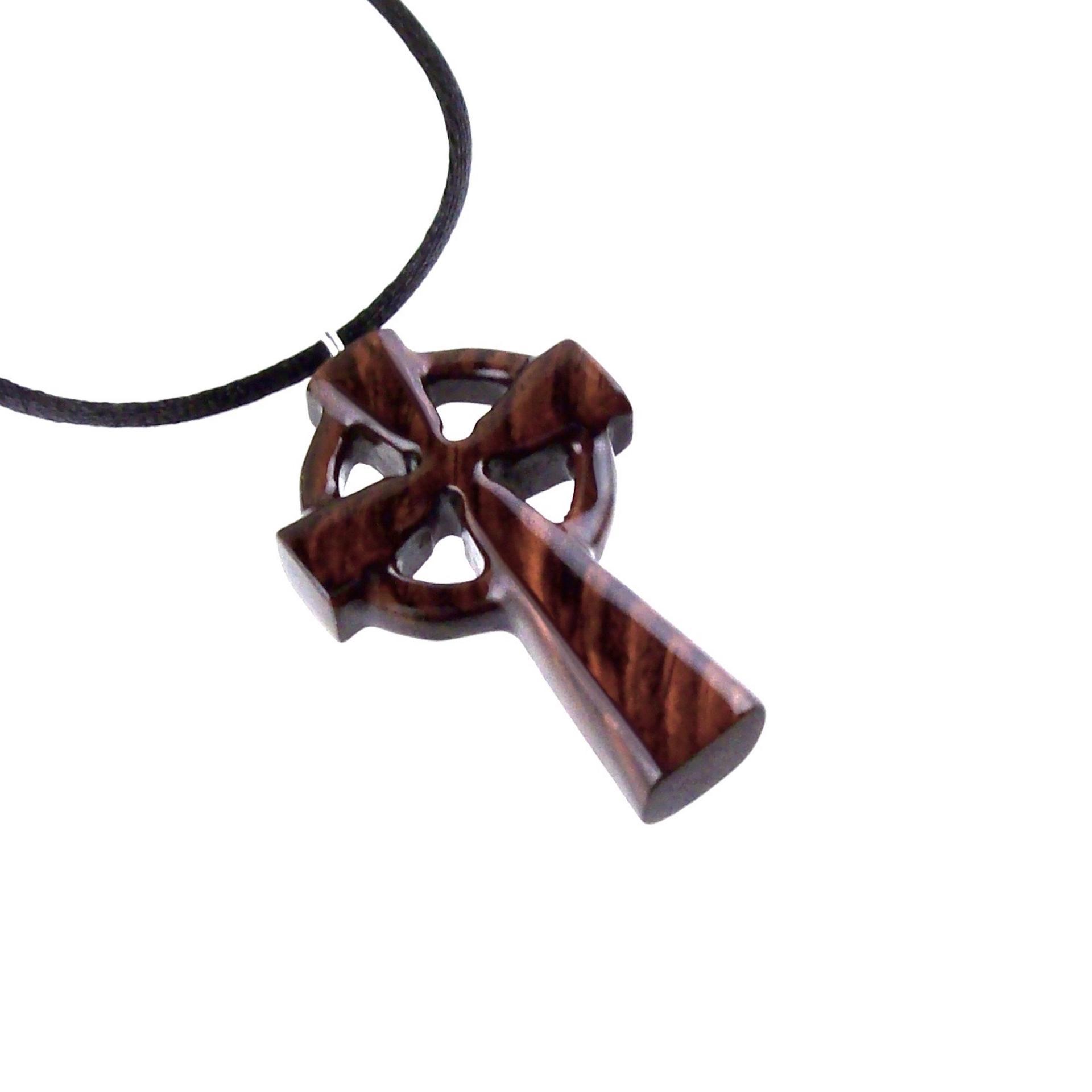 Wooden Celtic Cross Pendant, Hand Carved Celtic Cross Necklace, Wood Cross Necklace Gift for Him, Irish Christian Jewelry