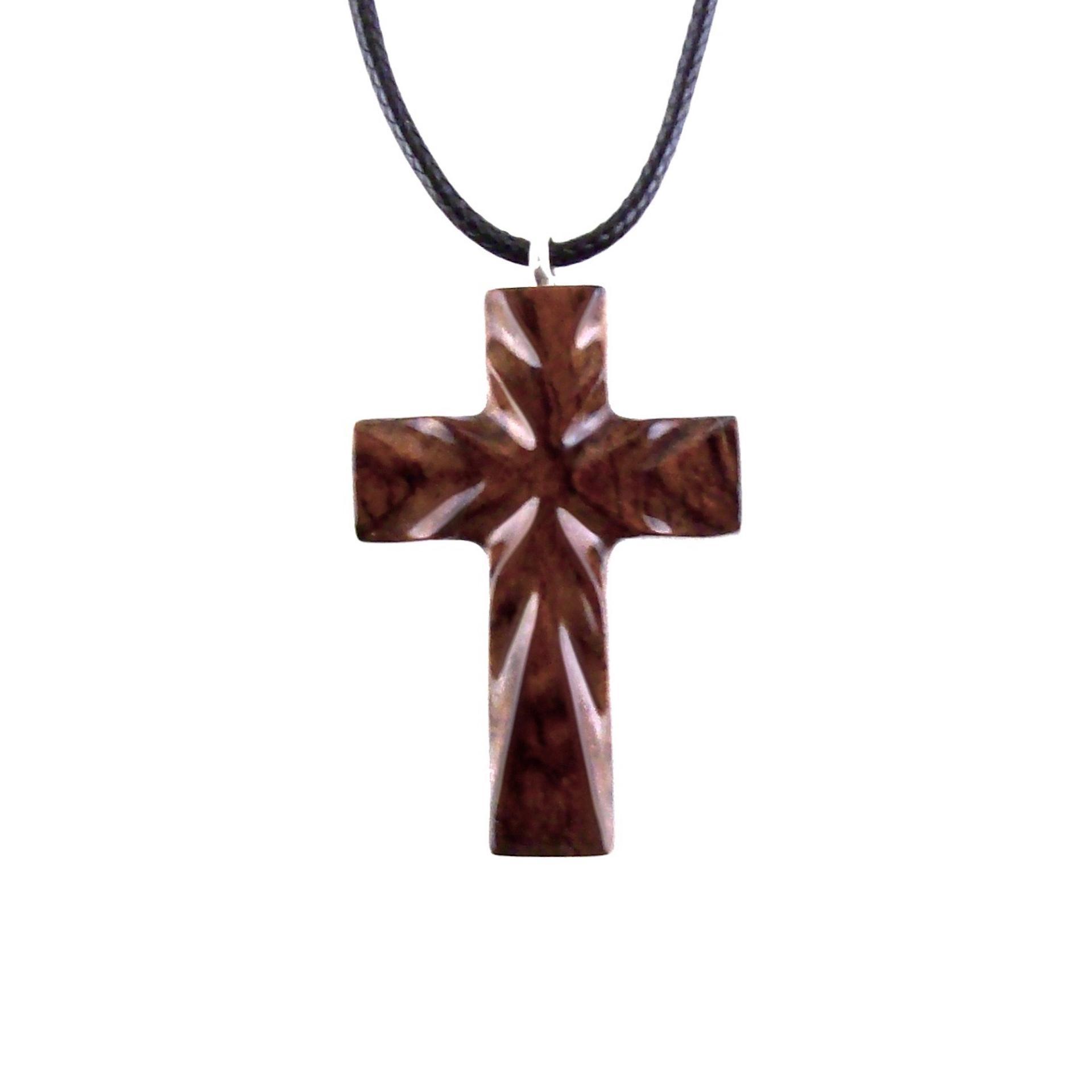 Wood Cross Necklace, Hand Carved Wooden Cross Pendant, Christian Jewelry, One of a Kind Gift for Him Her