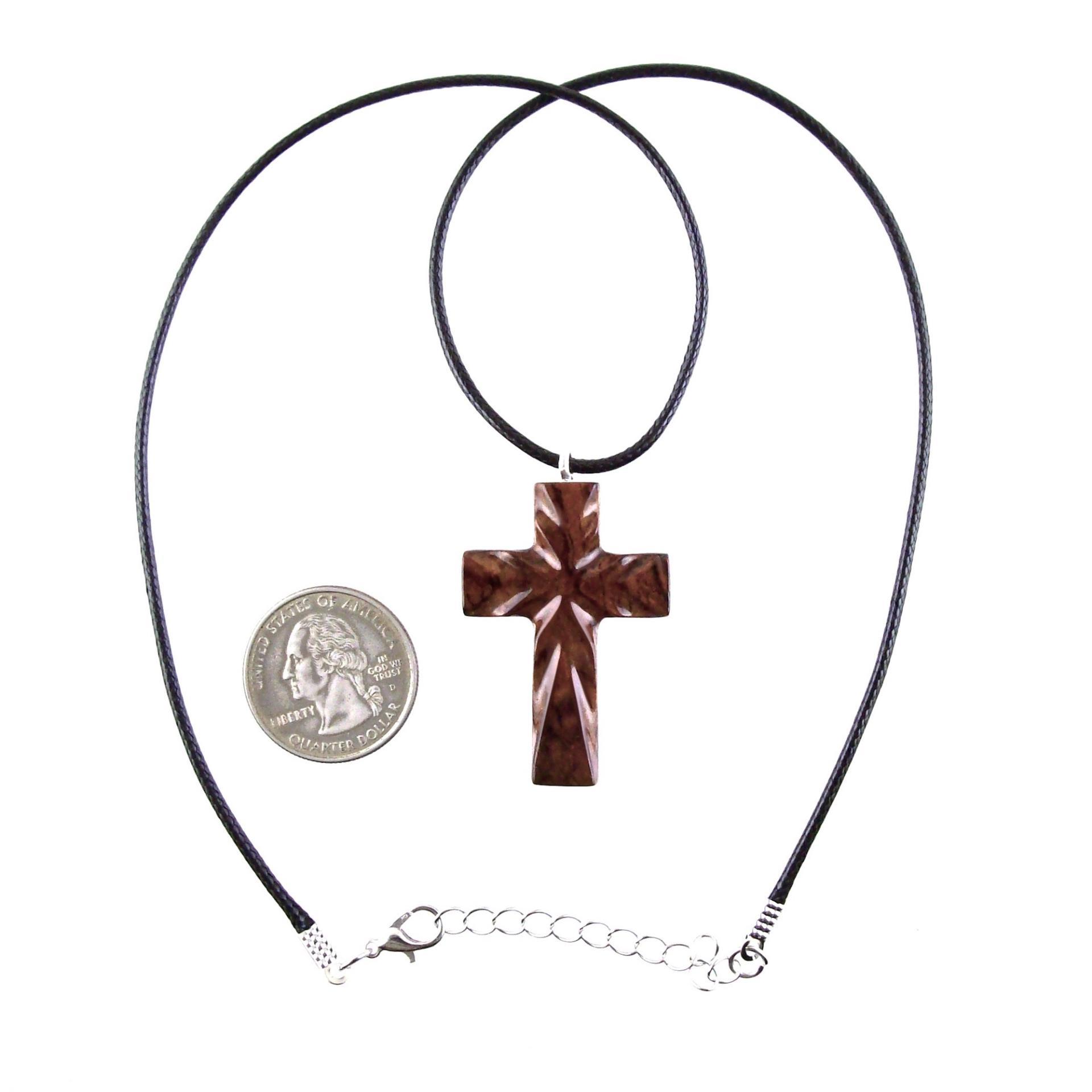 Wood Cross Necklace, Hand Carved Wooden Cross Pendant, Christian Jewelry, One of a Kind Gift for Him Her