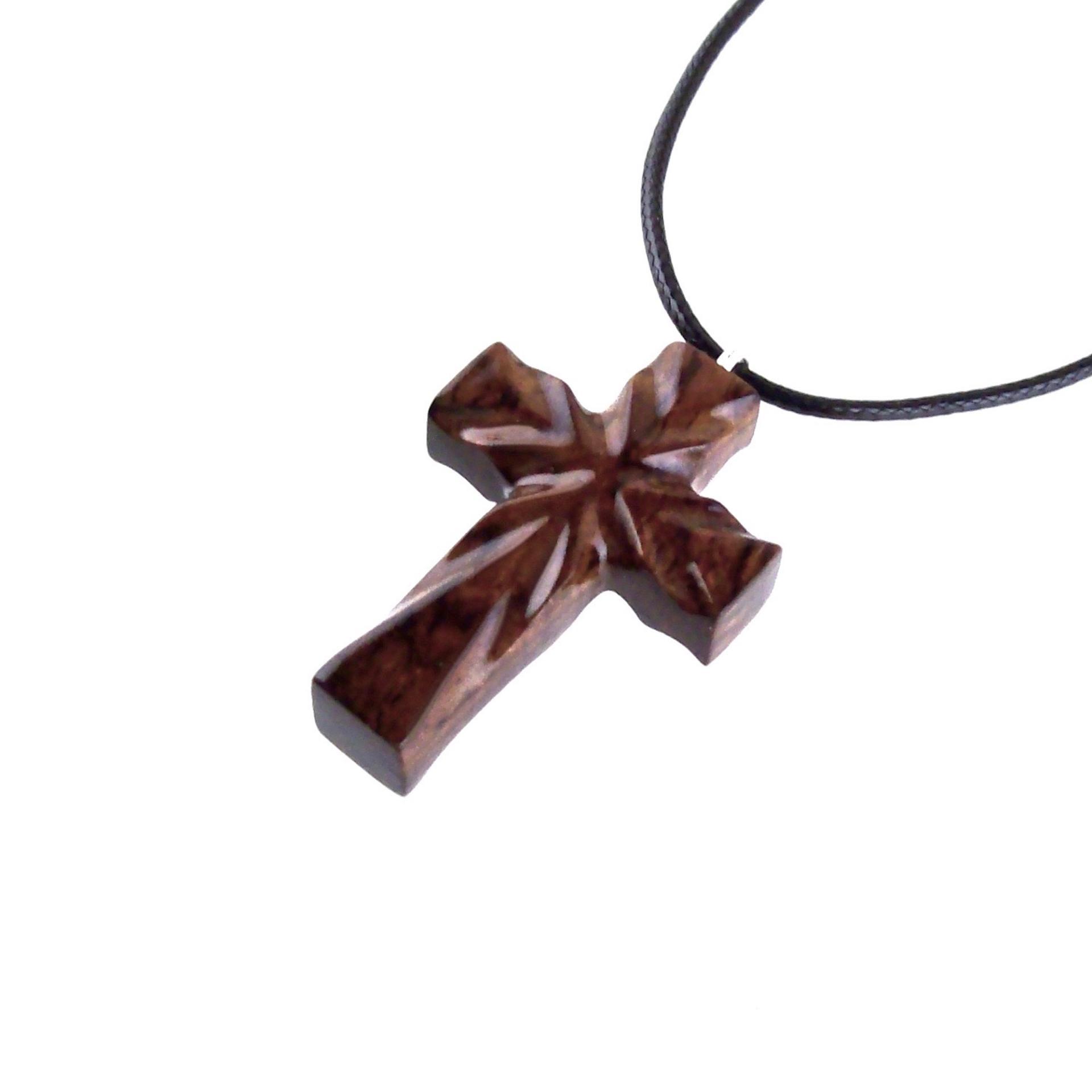 Wood Cross Necklace, Hand Carved Wooden Cross Pendant, Christian Jewelry, One of a Kind Gift for Him Her