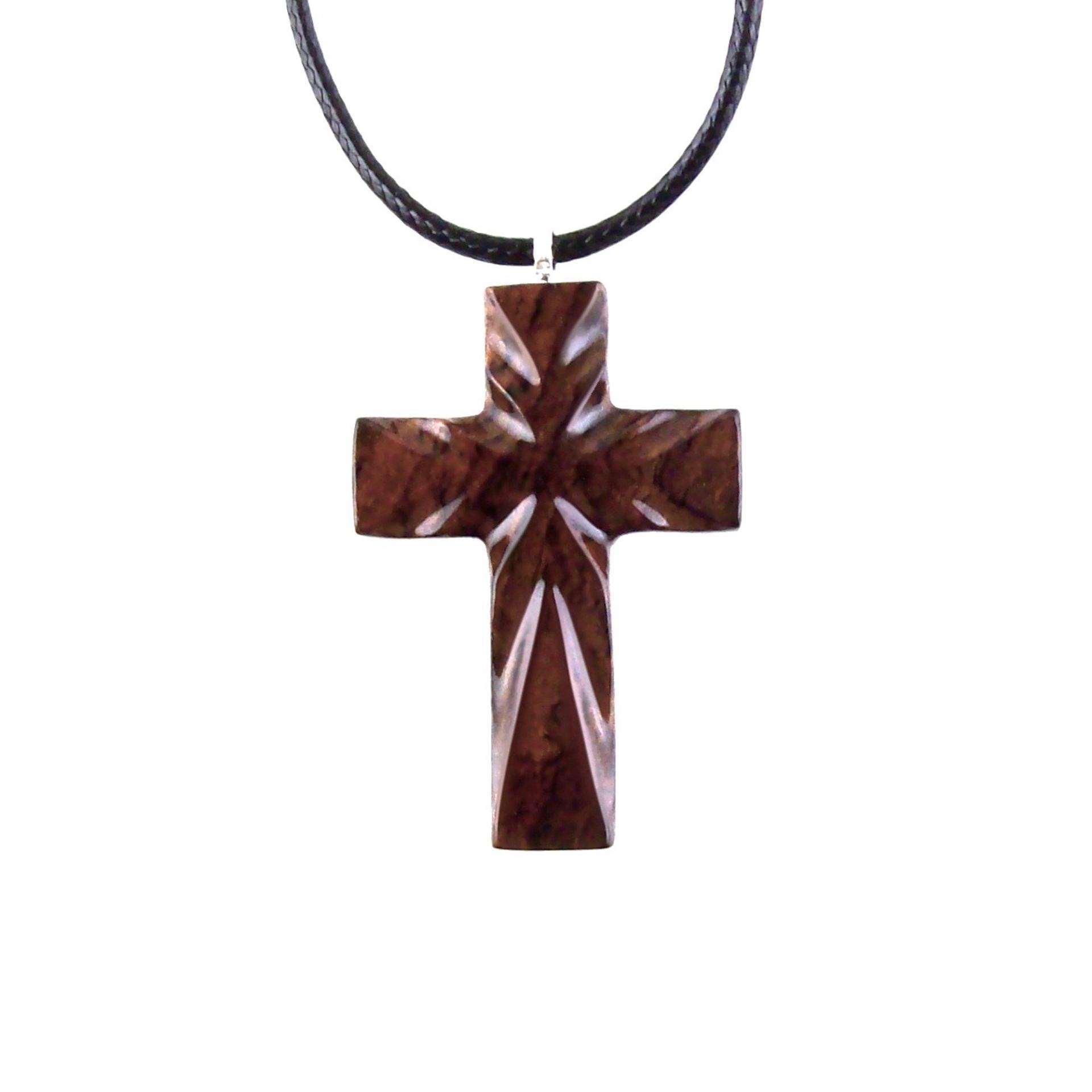 Wood Cross Necklace, Hand Carved Wooden Cross Pendant, Christian Jewelry, One of a Kind Gift for Him Her