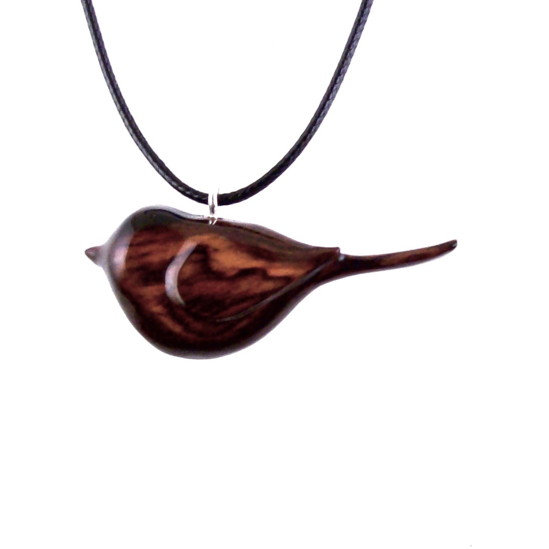 Bird Necklace, Wooden Bird Pendant, Hand Carved Chickadee Necklace, Bird Jewelry, One of a Kind Gift for Her, Wood Jewelry