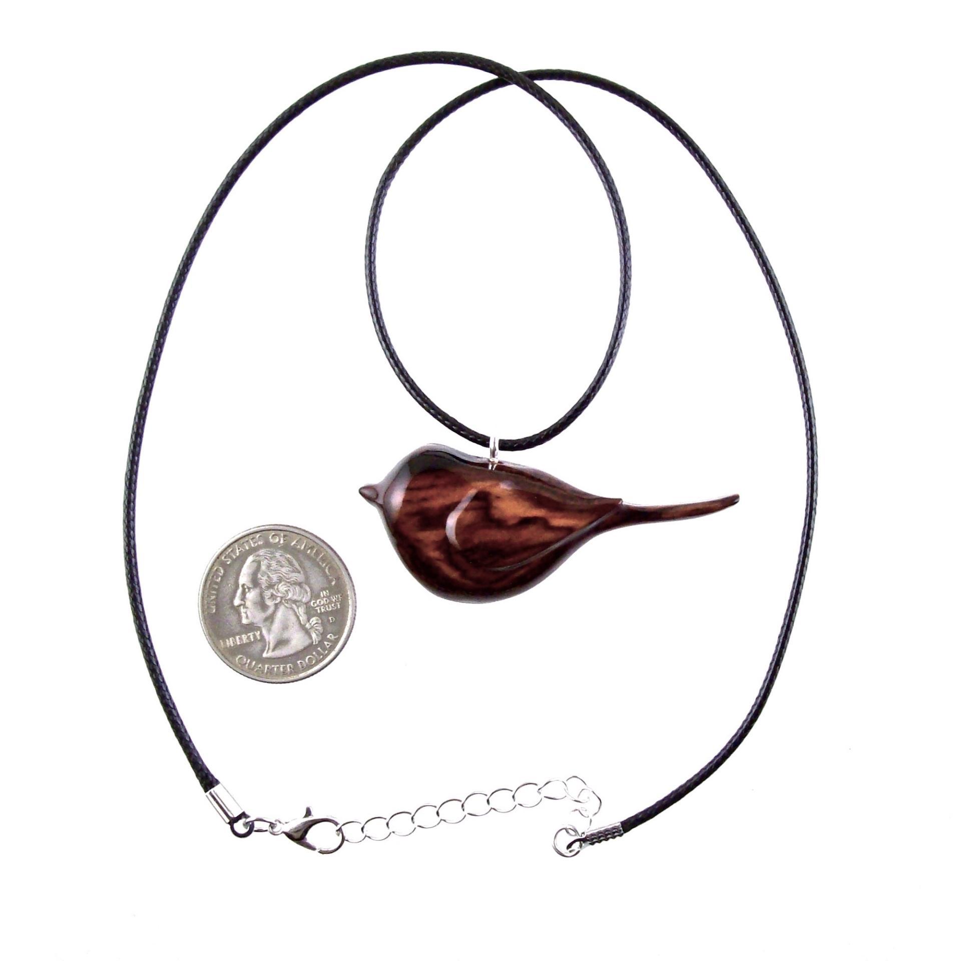 Bird Necklace, Wooden Bird Pendant, Hand Carved Chickadee Necklace, Bird Jewelry, One of a Kind Gift for Her, Wood Jewelry