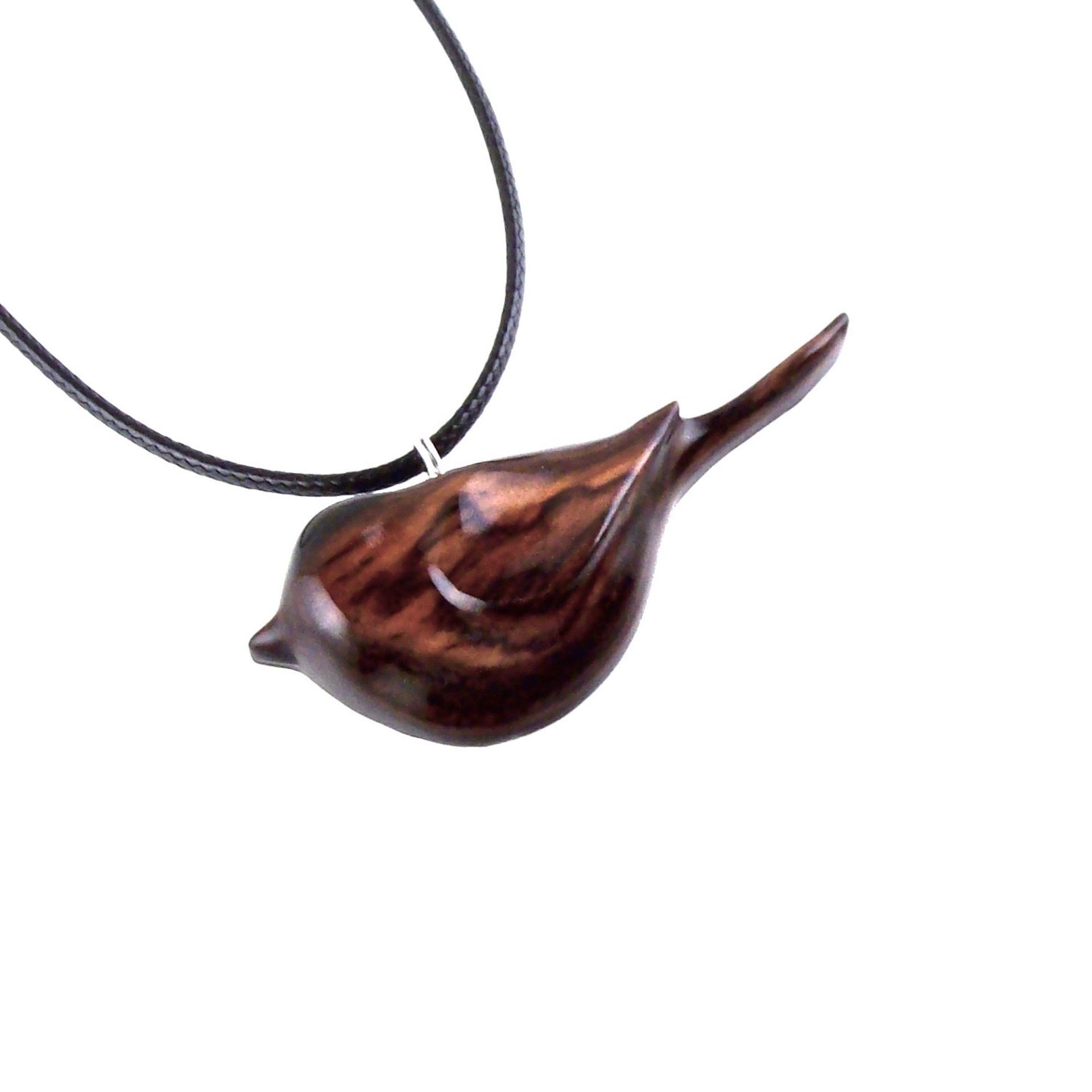 Bird Necklace, Wooden Bird Pendant, Hand Carved Chickadee Necklace, Bird Jewelry, One of a Kind Gift for Her, Wood Jewelry