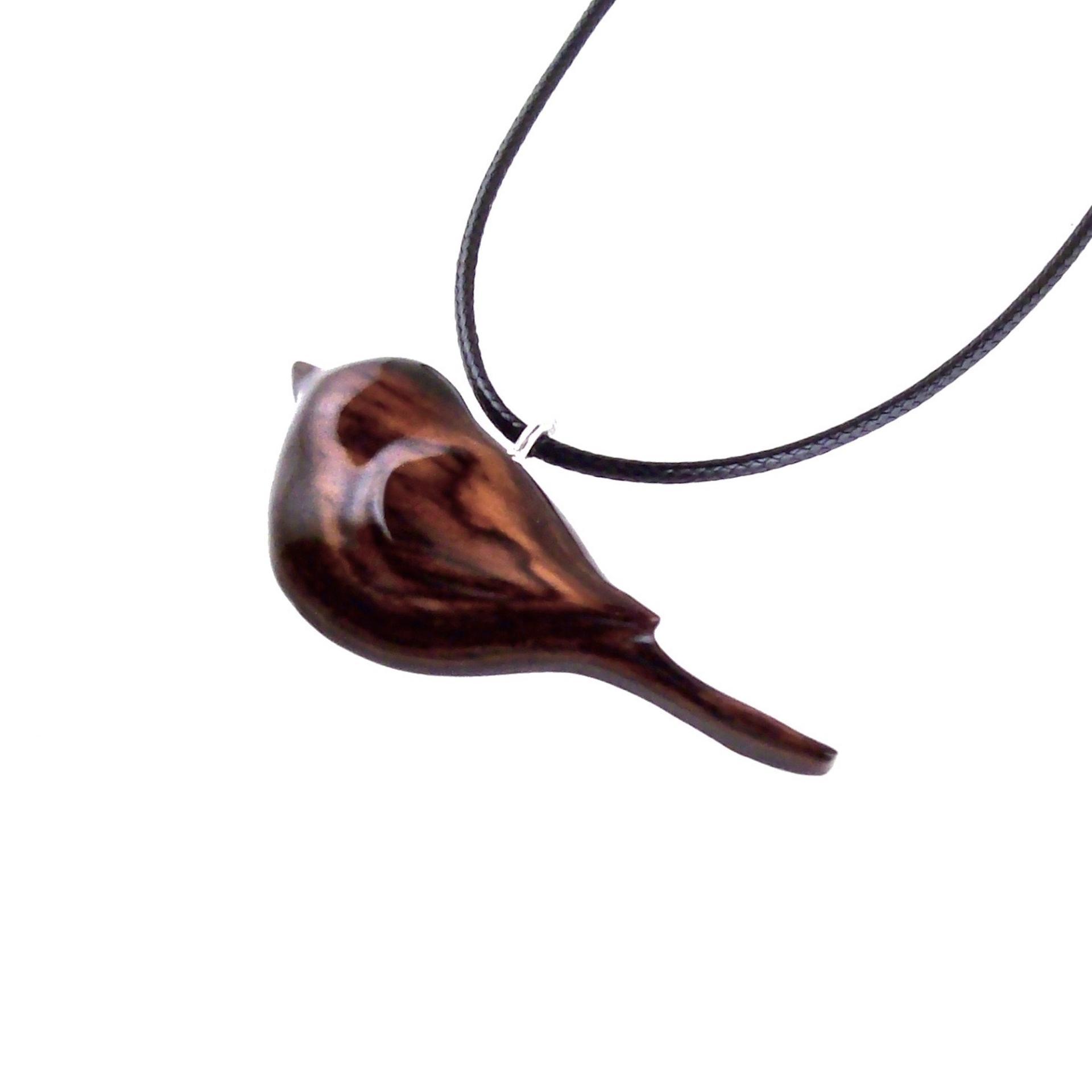 Bird Necklace, Wooden Bird Pendant, Hand Carved Chickadee Necklace, Bird Jewelry, One of a Kind Gift for Her, Wood Jewelry