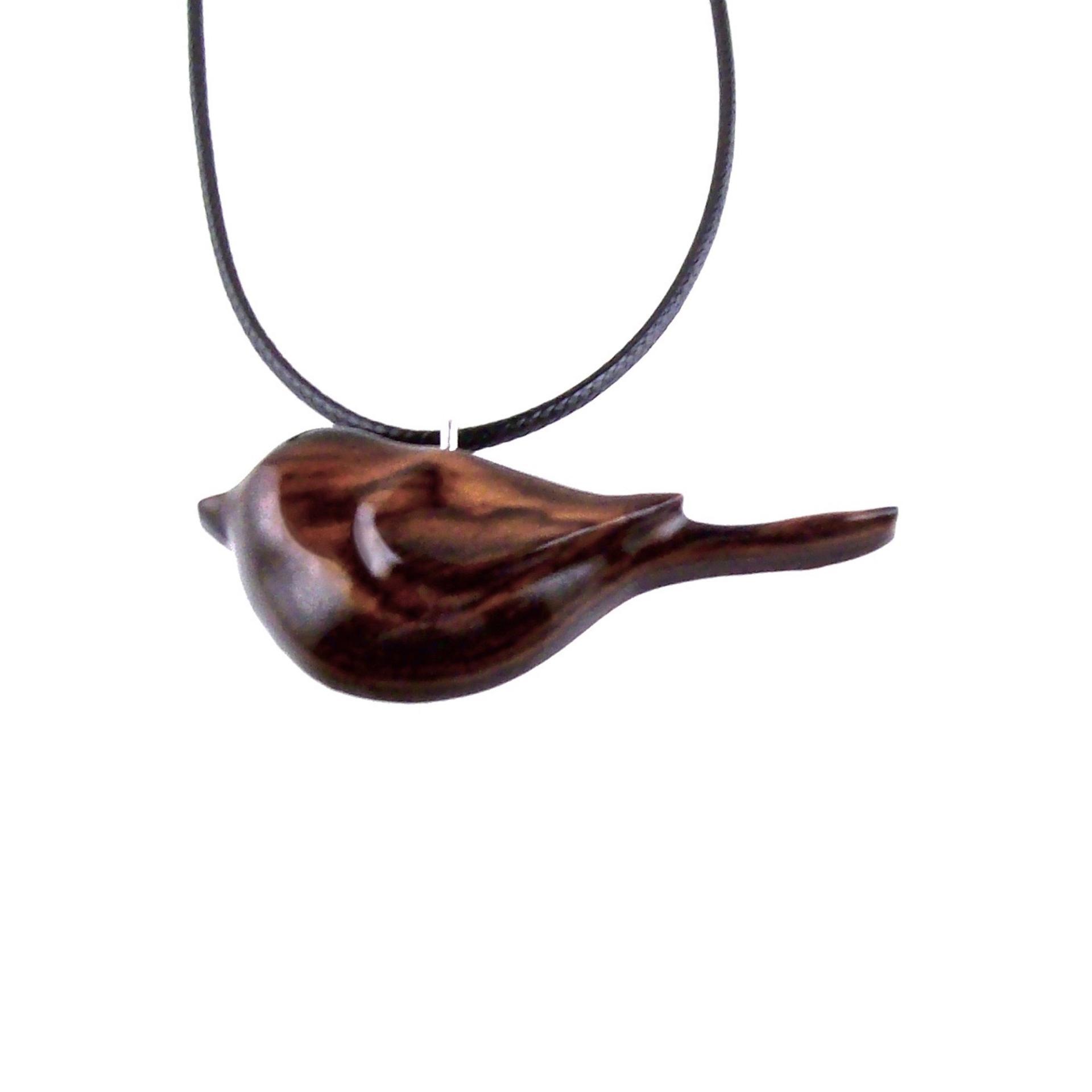 Bird Necklace, Wooden Bird Pendant, Hand Carved Chickadee Necklace, Bird Jewelry, One of a Kind Gift for Her, Wood Jewelry