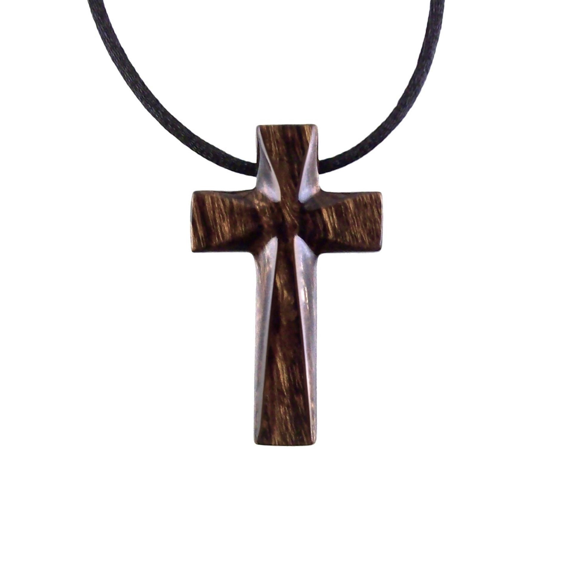 Hand Carved Wooden Cross Pendant, Mens Wood Cross Necklace, Handmade Christian Jewelry, One of a Kind Gift for Him