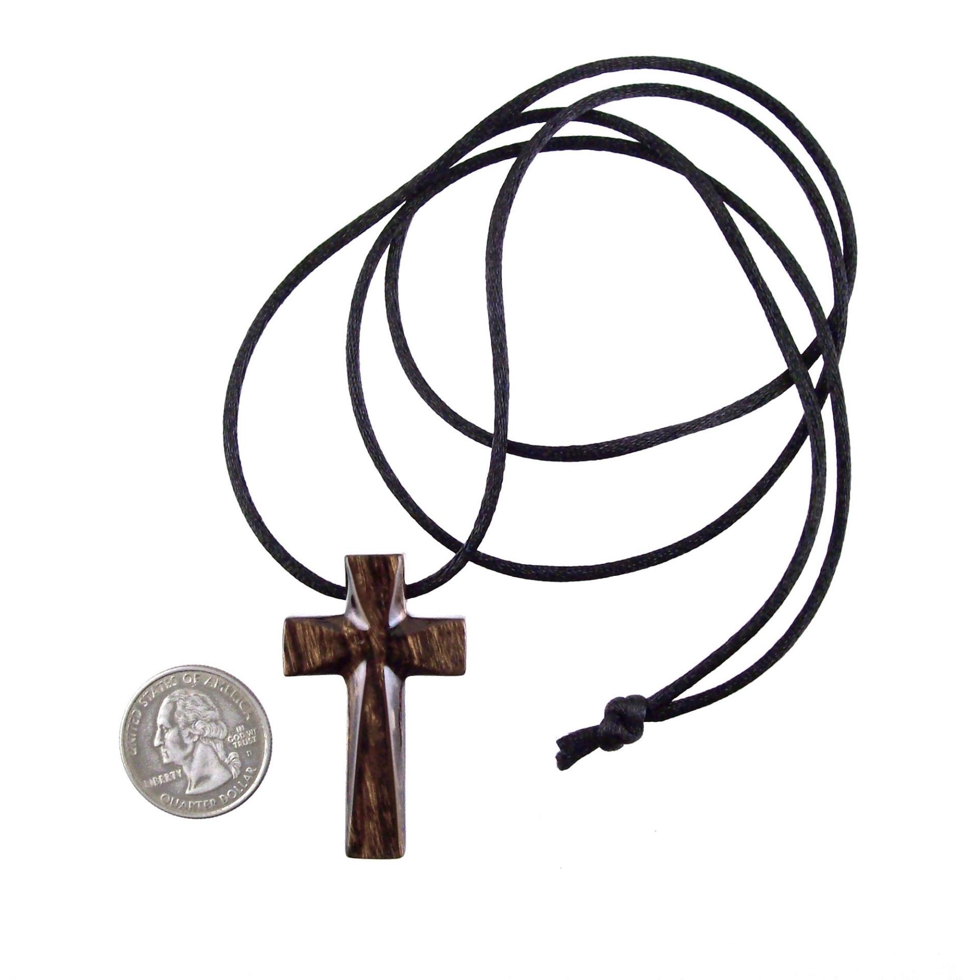 Hand Carved Wooden Cross Pendant, Mens Wood Cross Necklace, Handmade Christian Jewelry, One of a Kind Gift for Him