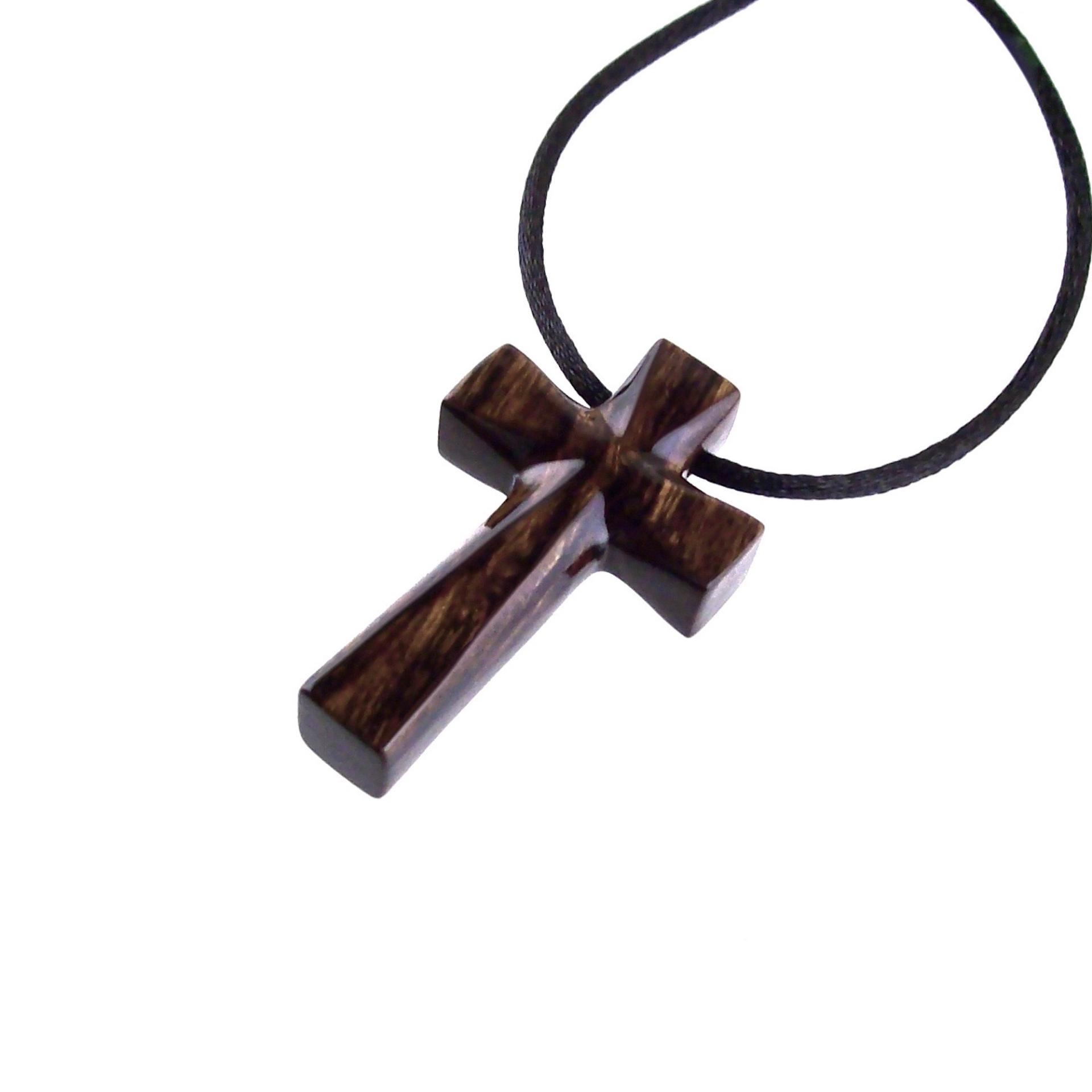 Hand Carved Wooden Cross Pendant, Mens Wood Cross Necklace, Handmade Christian Jewelry, One of a Kind Gift for Him